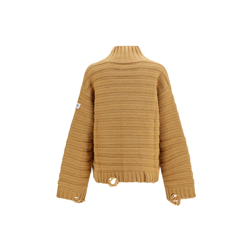 MM6 Beige Wool Turtleneck