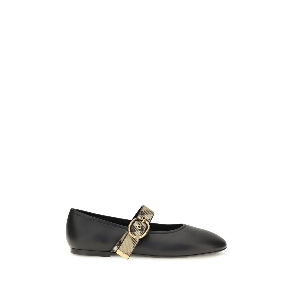 Burberry Black Leather Ballet Flats