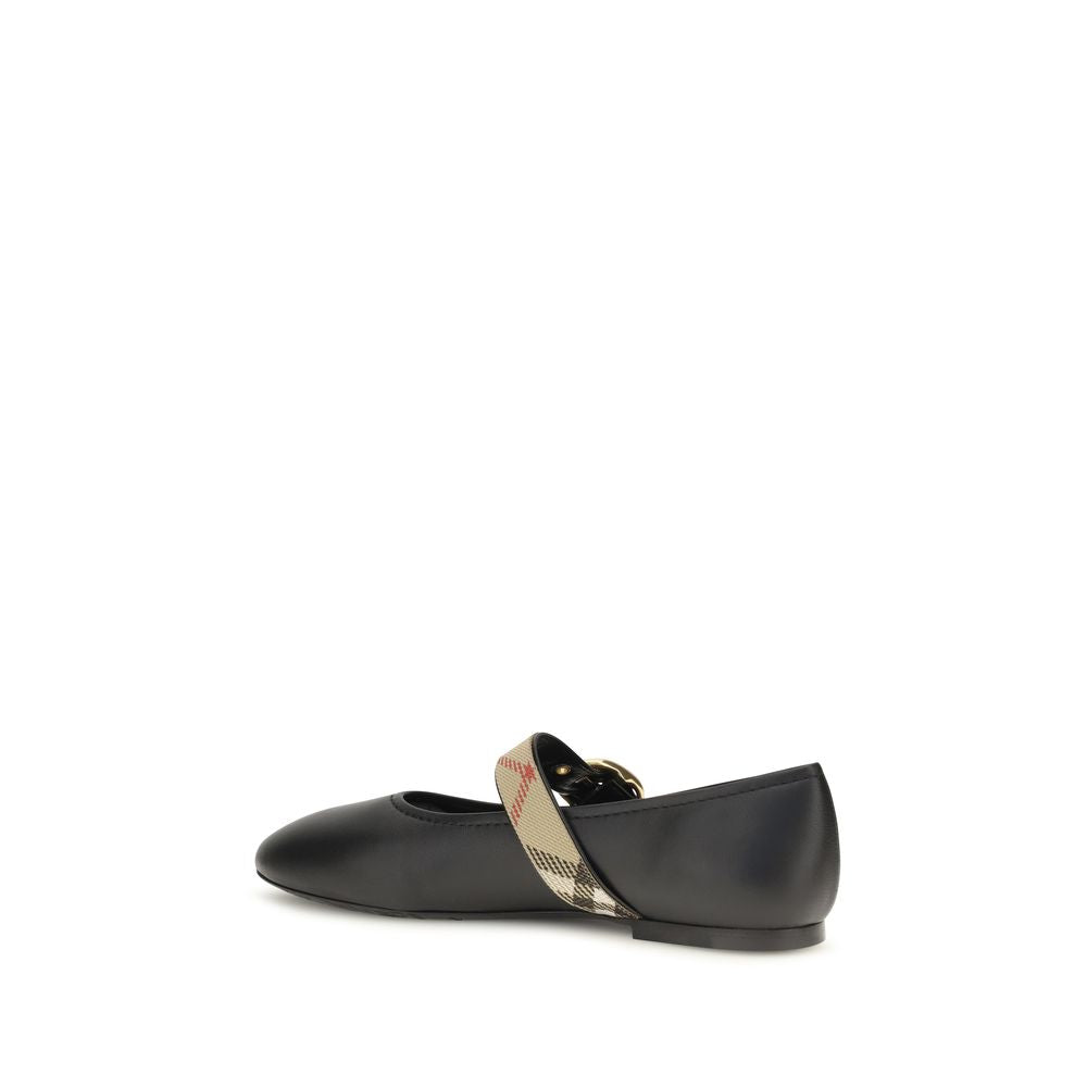 Burberry Black Leather Ballet Flats