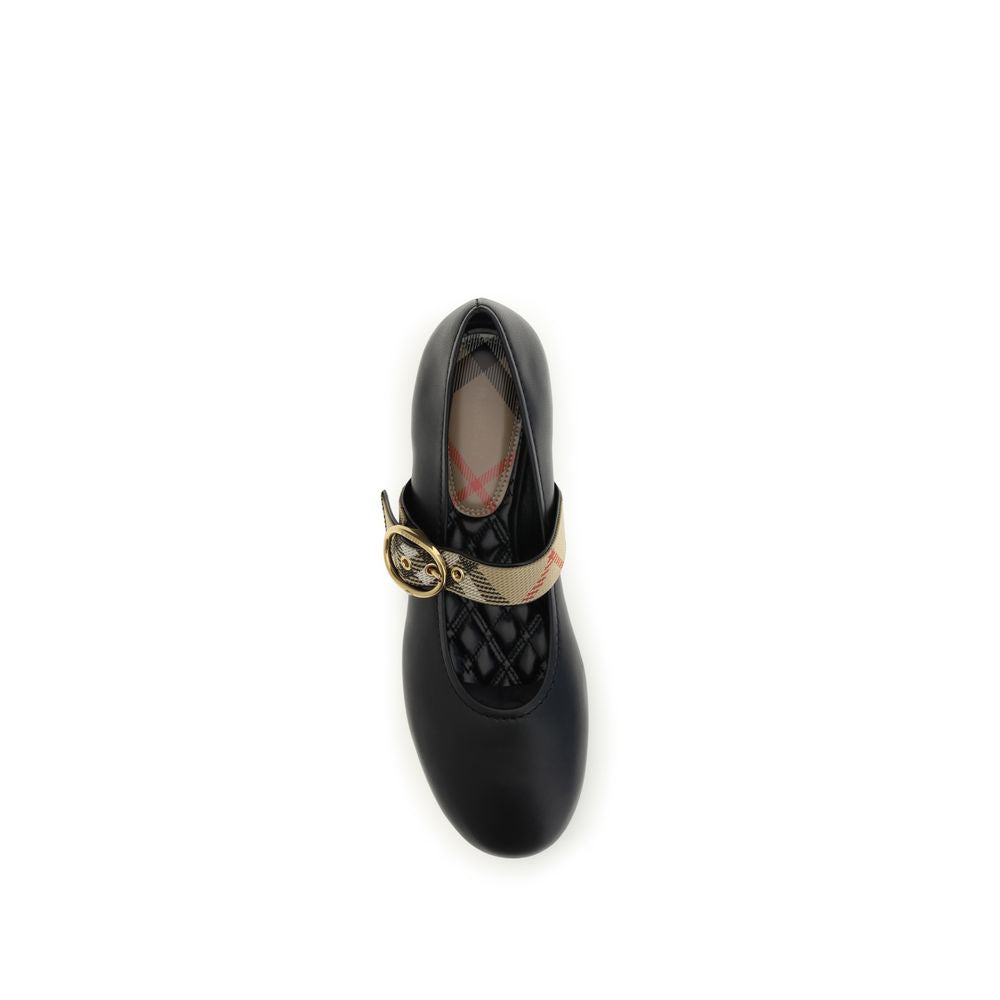 Burberry Black Leather Ballet Flats