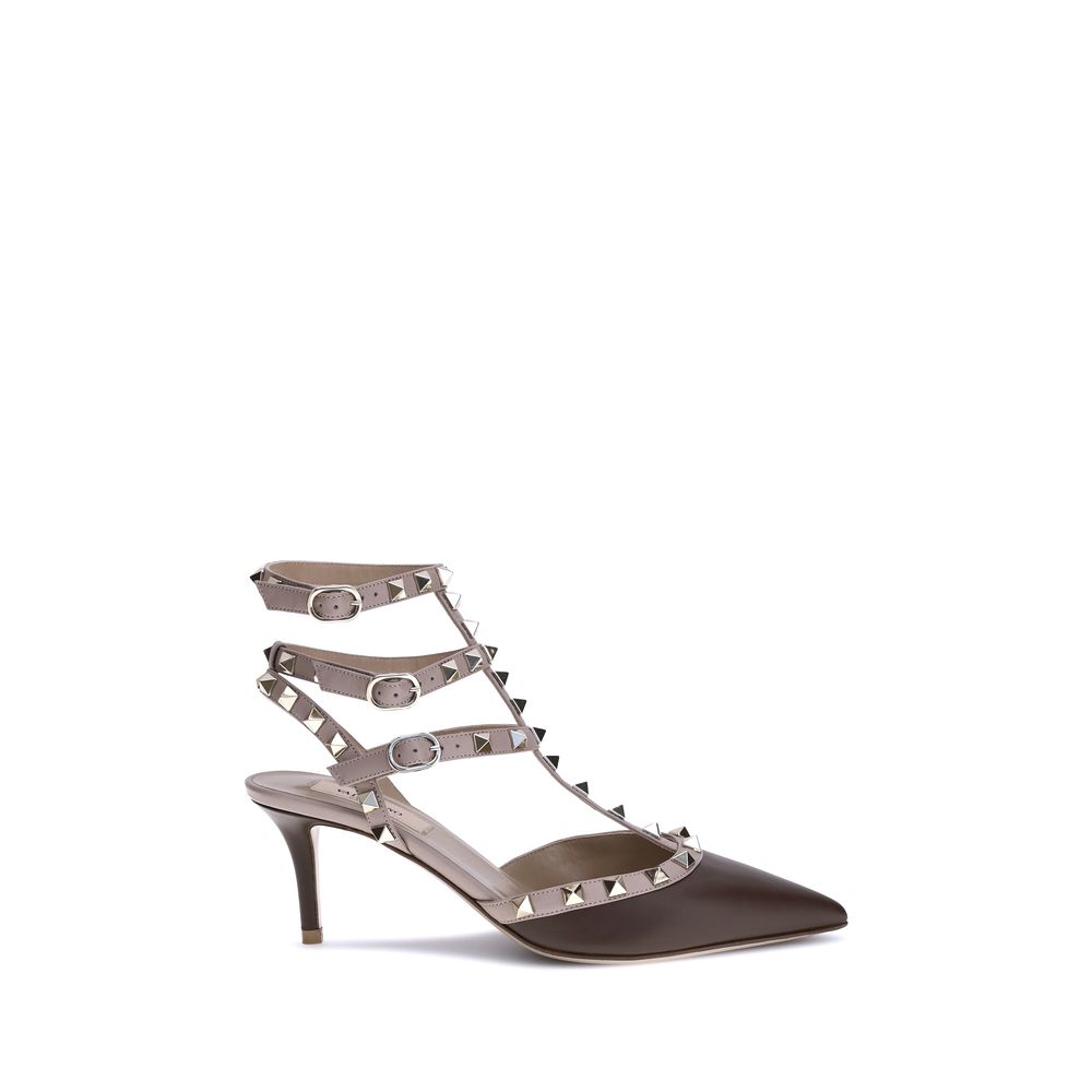 Valentino Garavani Brown Leather Mid Heel Pumps