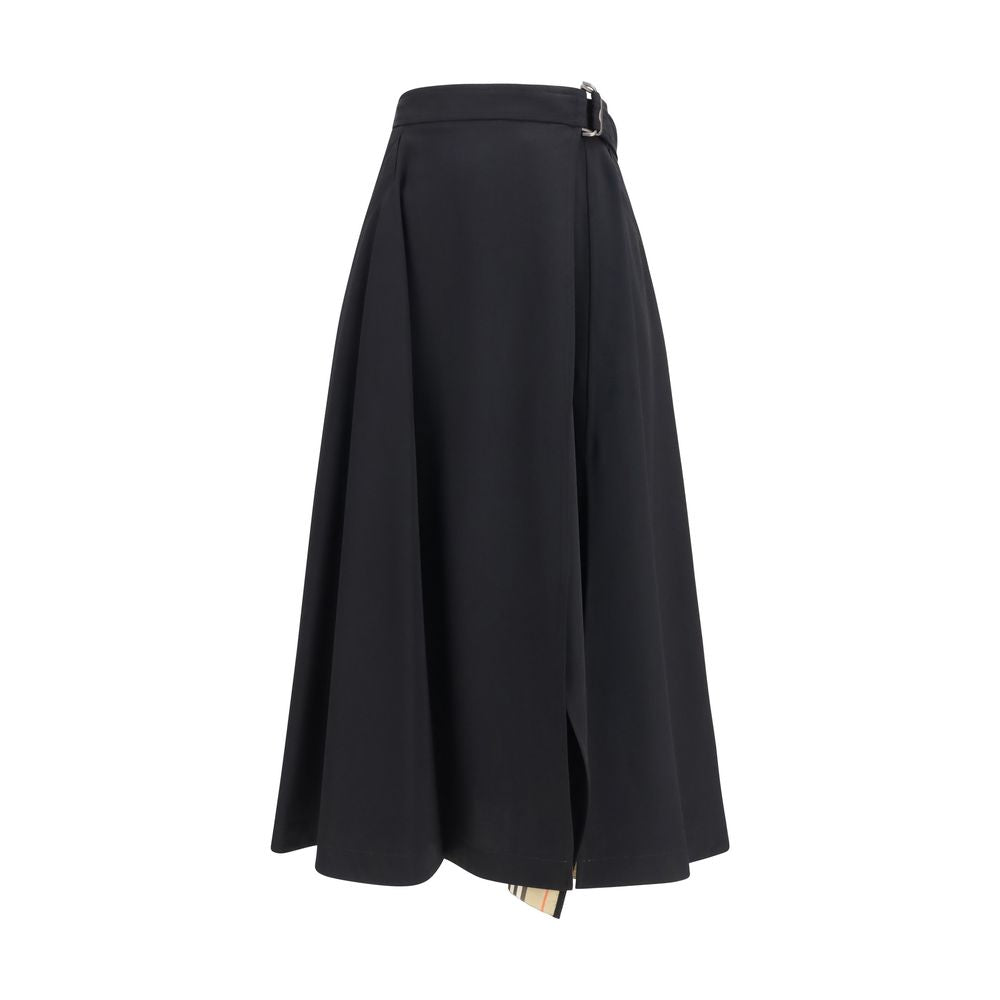 Burberry Black Wool Midi Skirt