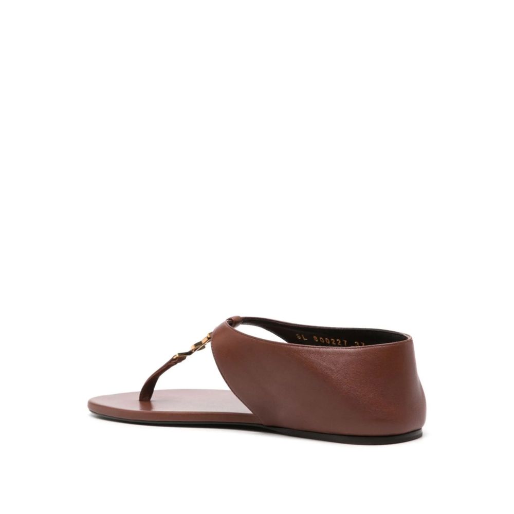Saint Laurent Brown Leather Flip-Flop Sandals