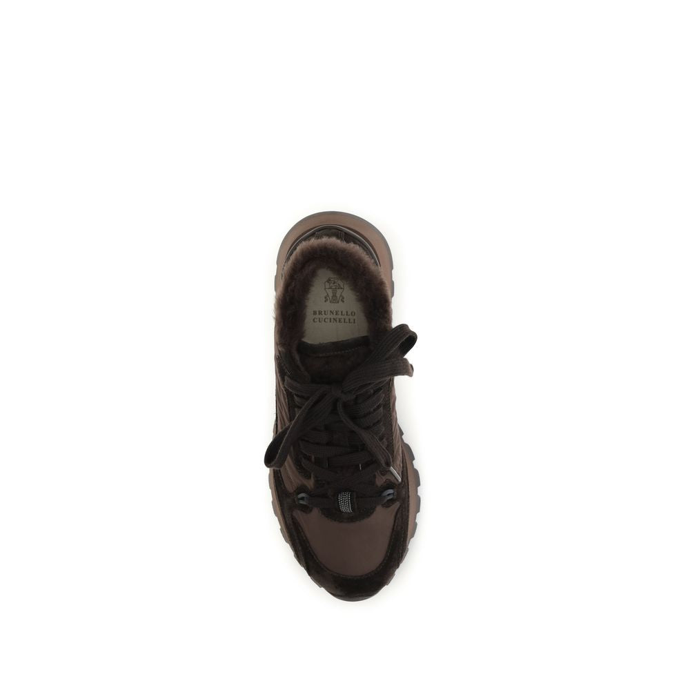Brunello Cucinelli Black Leather Athletic Sneakers