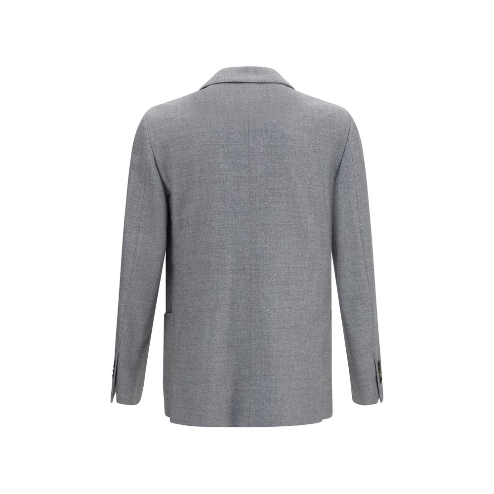 Lardini Gray Wool Full-Length Jacket