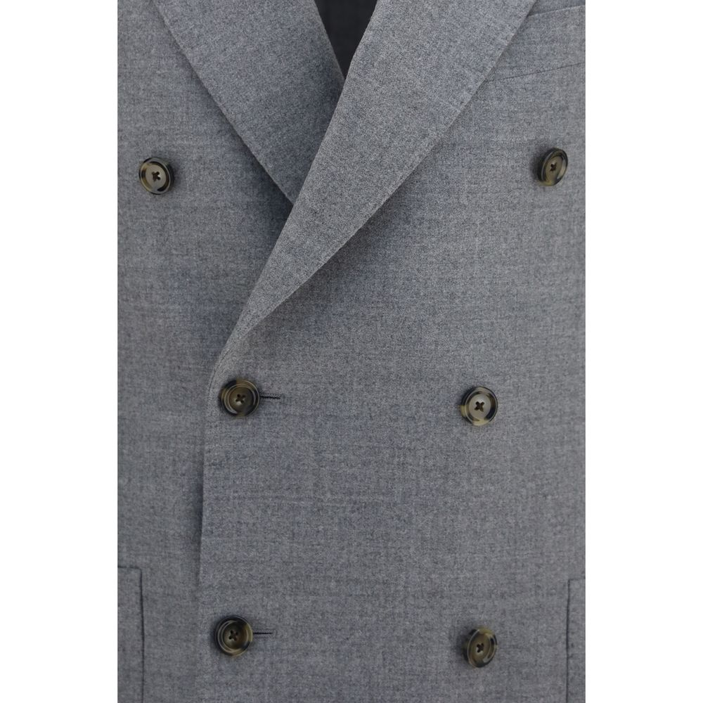 Lardini Gray Wool Full-Length Jacket