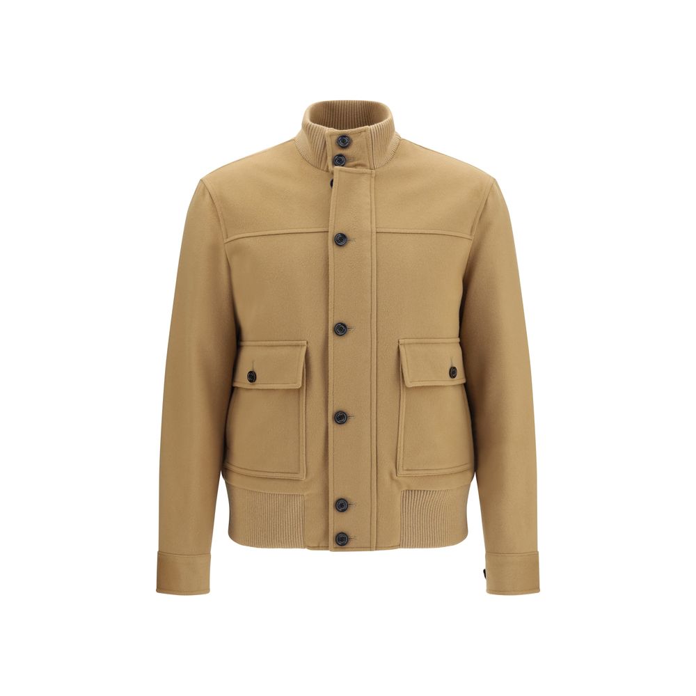Lardini Beige Wool Full-Length Jacket