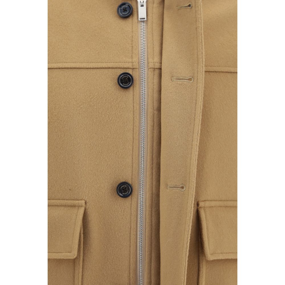 Lardini Beige Wool Full-Length Jacket