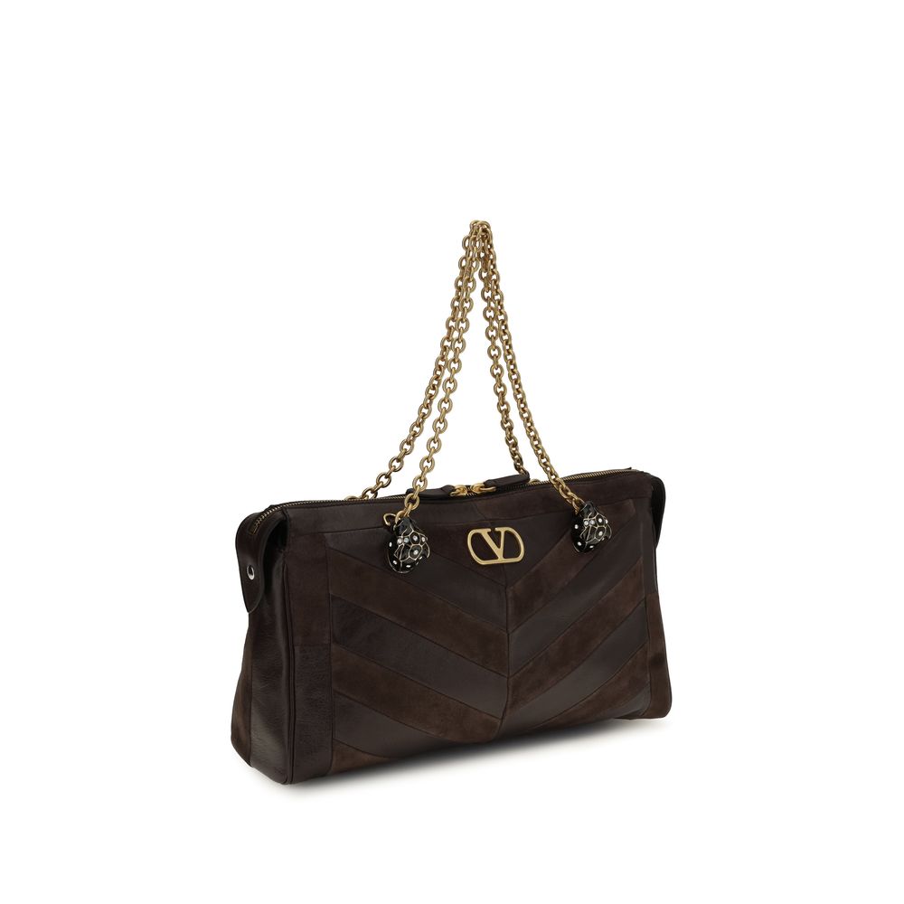 Valentino Garavani Brown Leather Shoulder Bag