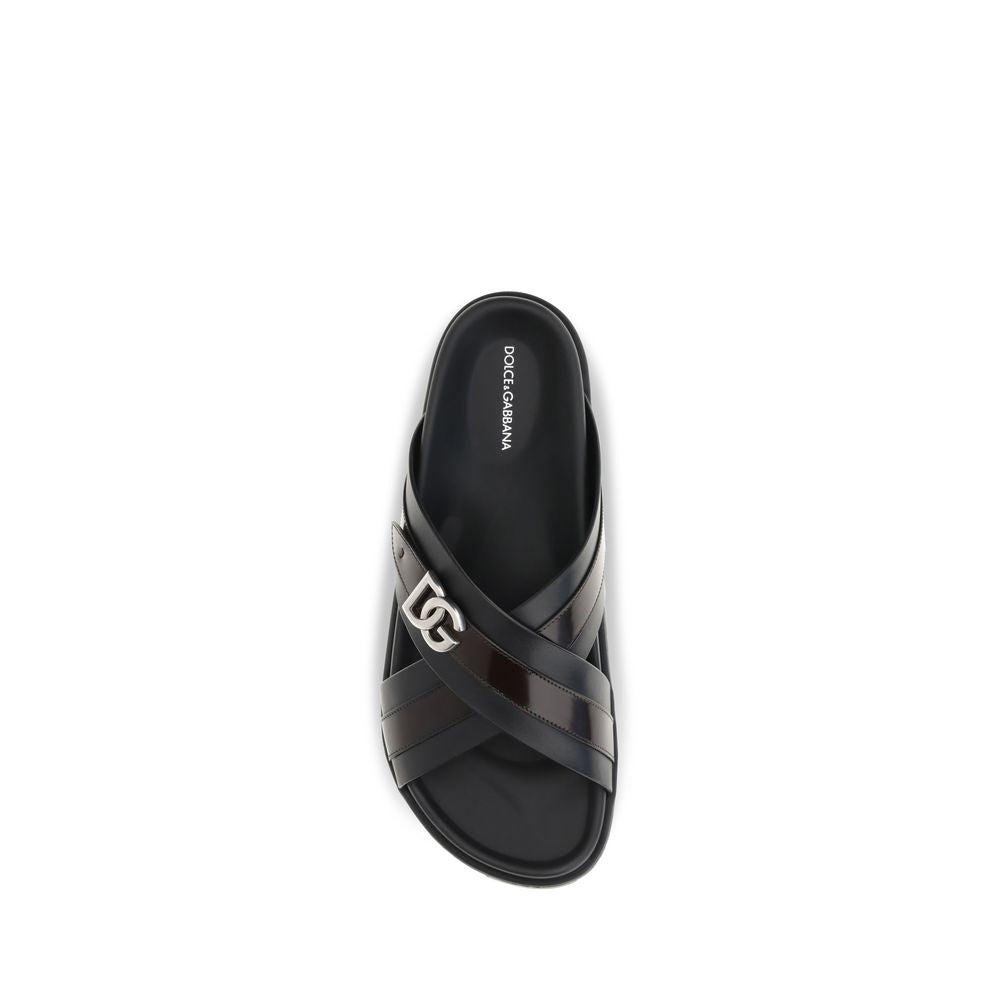 Dolce & Gabbana Black Leather Sandals