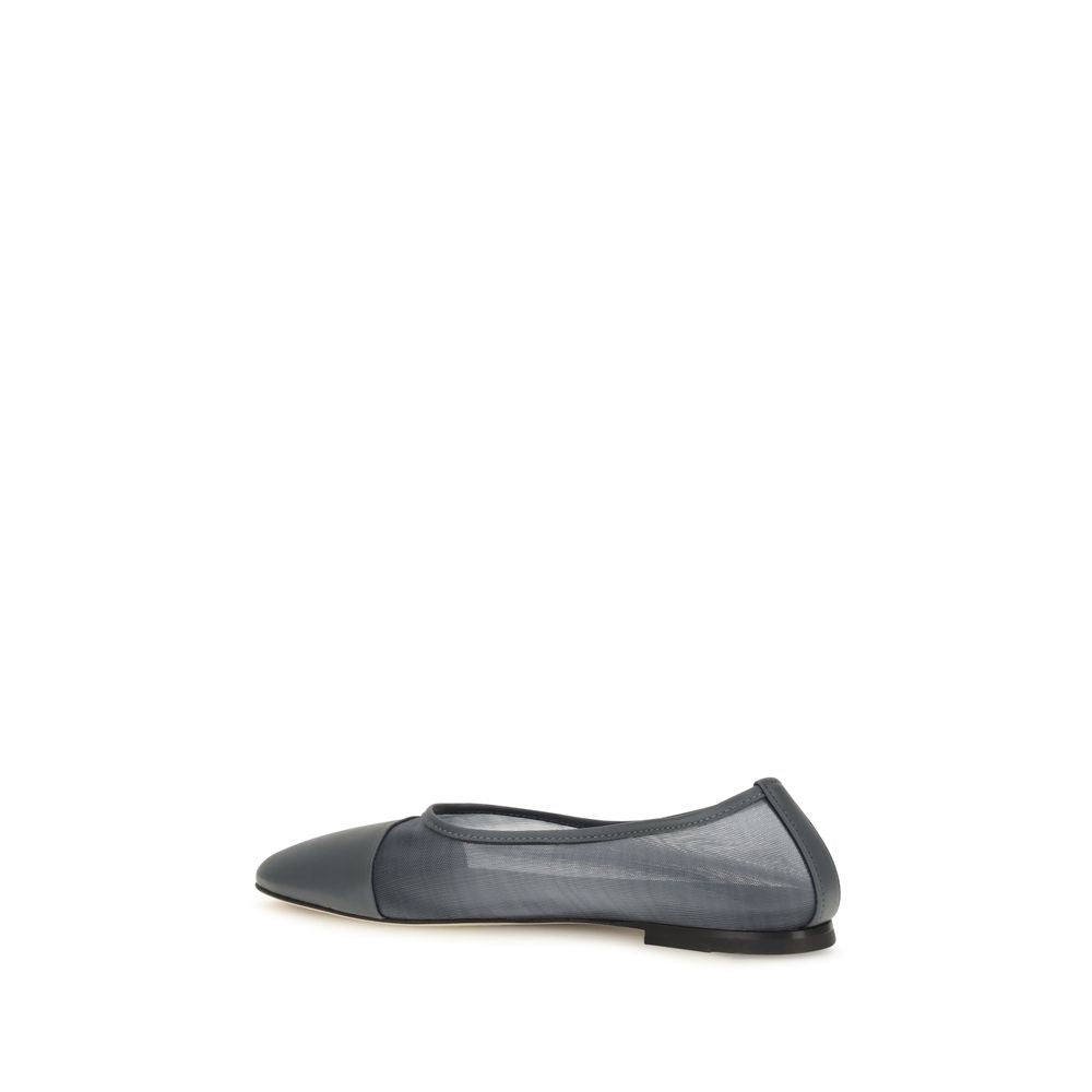 Dear Frances Gray Leather Ballet Flats