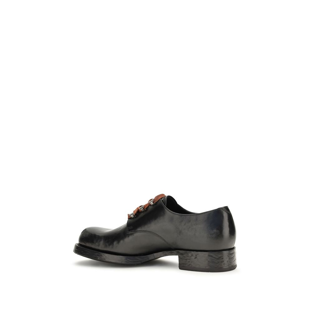 Prada Black Leather Oxfords And Derbies