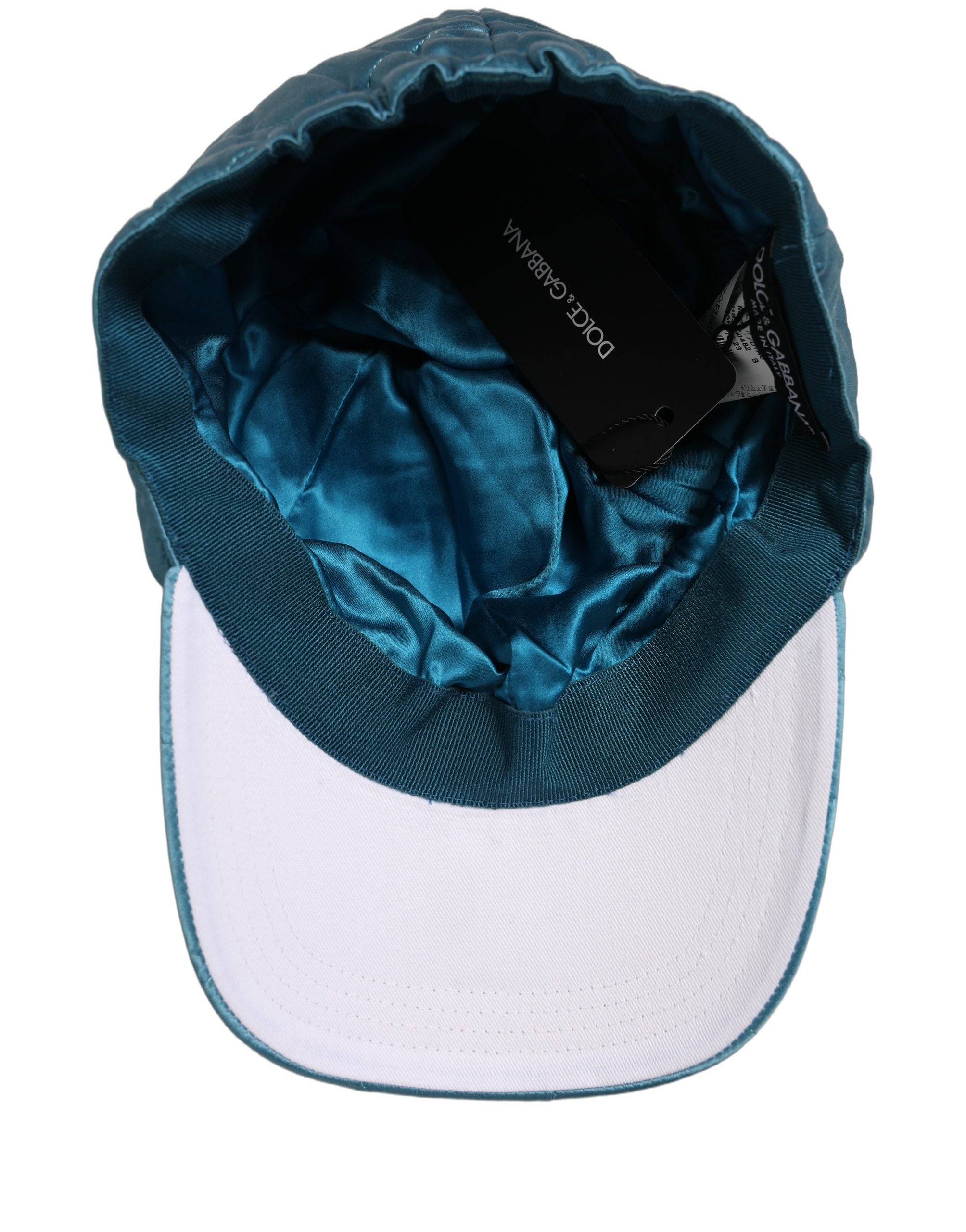 Dolce & Gabbana Men Teal Quilted Baseball Cap Hat