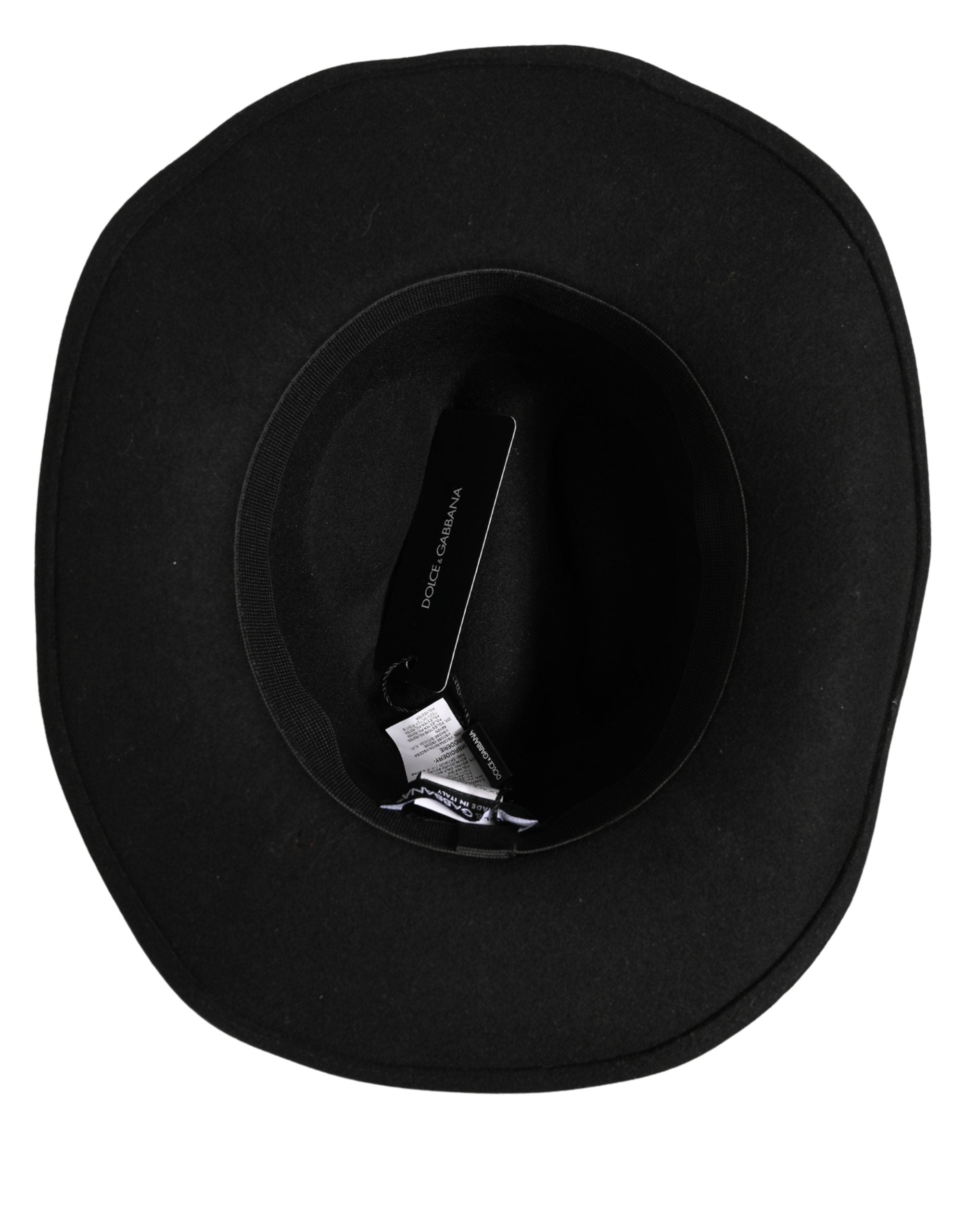 Pre-Owned Dolce & Gabbana Men Black Classic Wide Brim Fedora Capello Hat