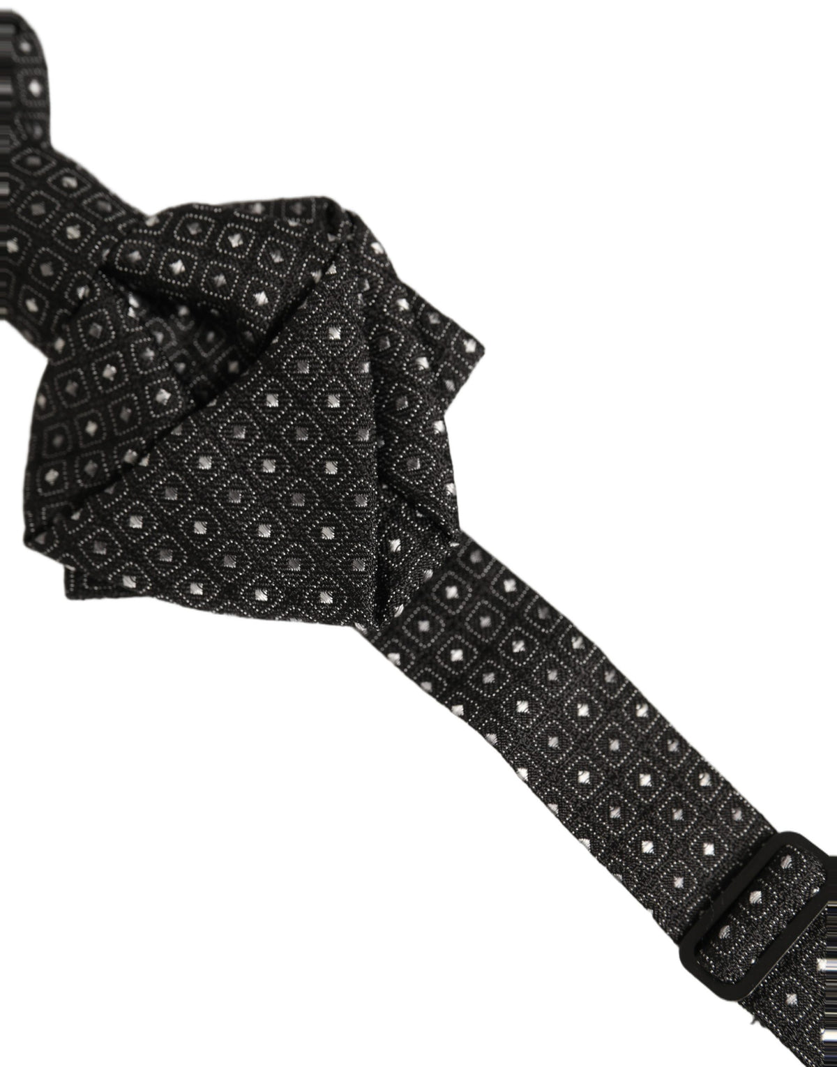 Dolce & Gabbana Men Dark Gray Polka Dot Silk Adjustable Neck Papillon Bow Tie