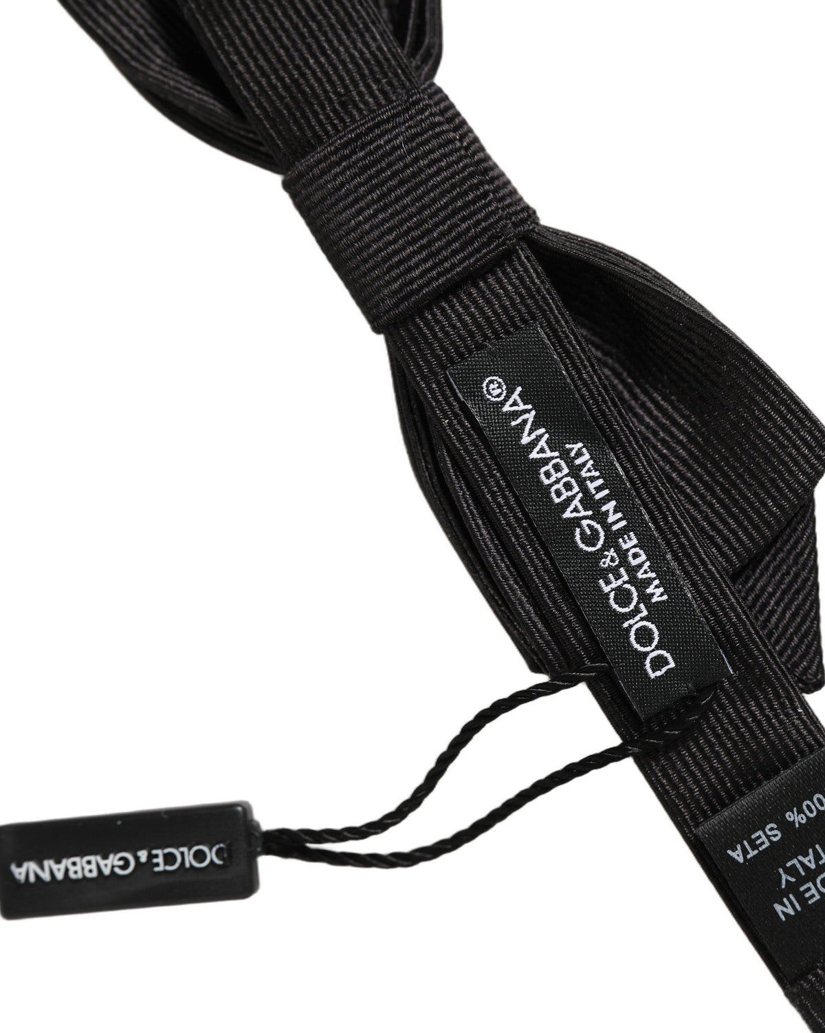 Dolce & Gabbana Men Black 100% Silk Adjustable Neck Papillon Bow Tie