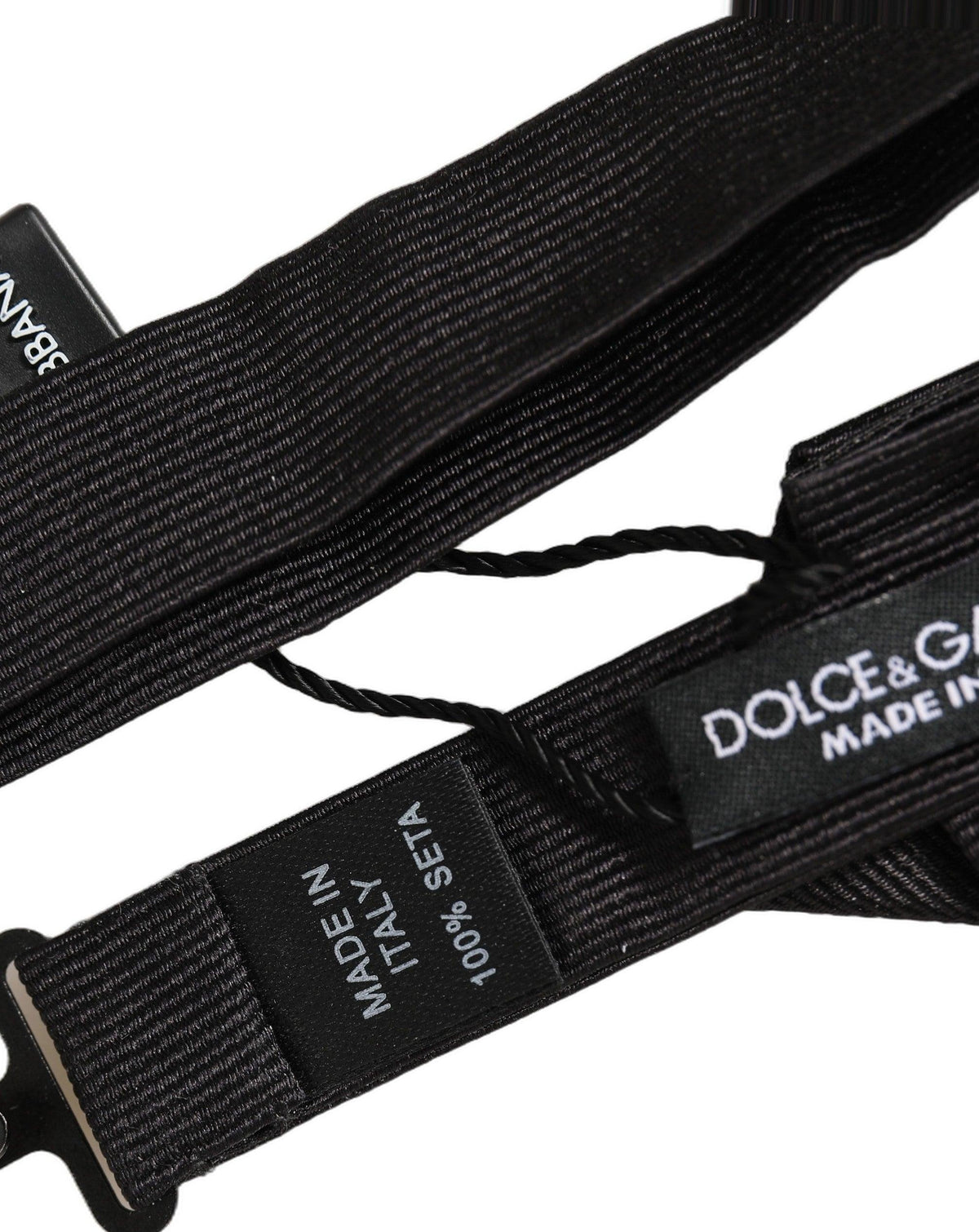 Dolce & Gabbana Men Black 100% Silk Adjustable Neck Papillon Bow Tie