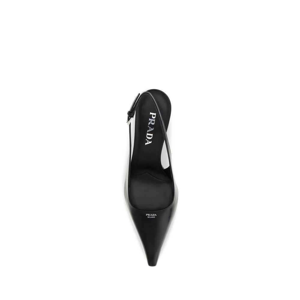 Prada Black Leather High Heel Pumps