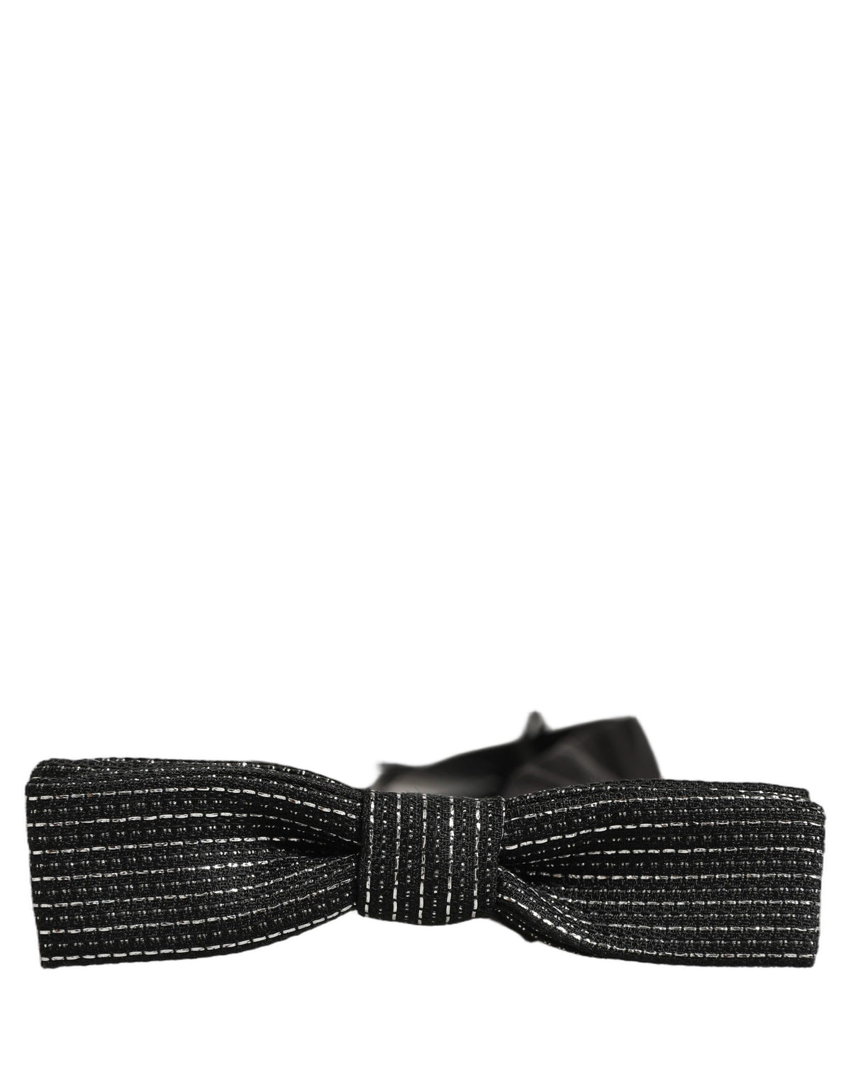 Dolce & Gabbana Men Dark Blue Silver Ribbed Adjustable Neck Papillon Bow Tie