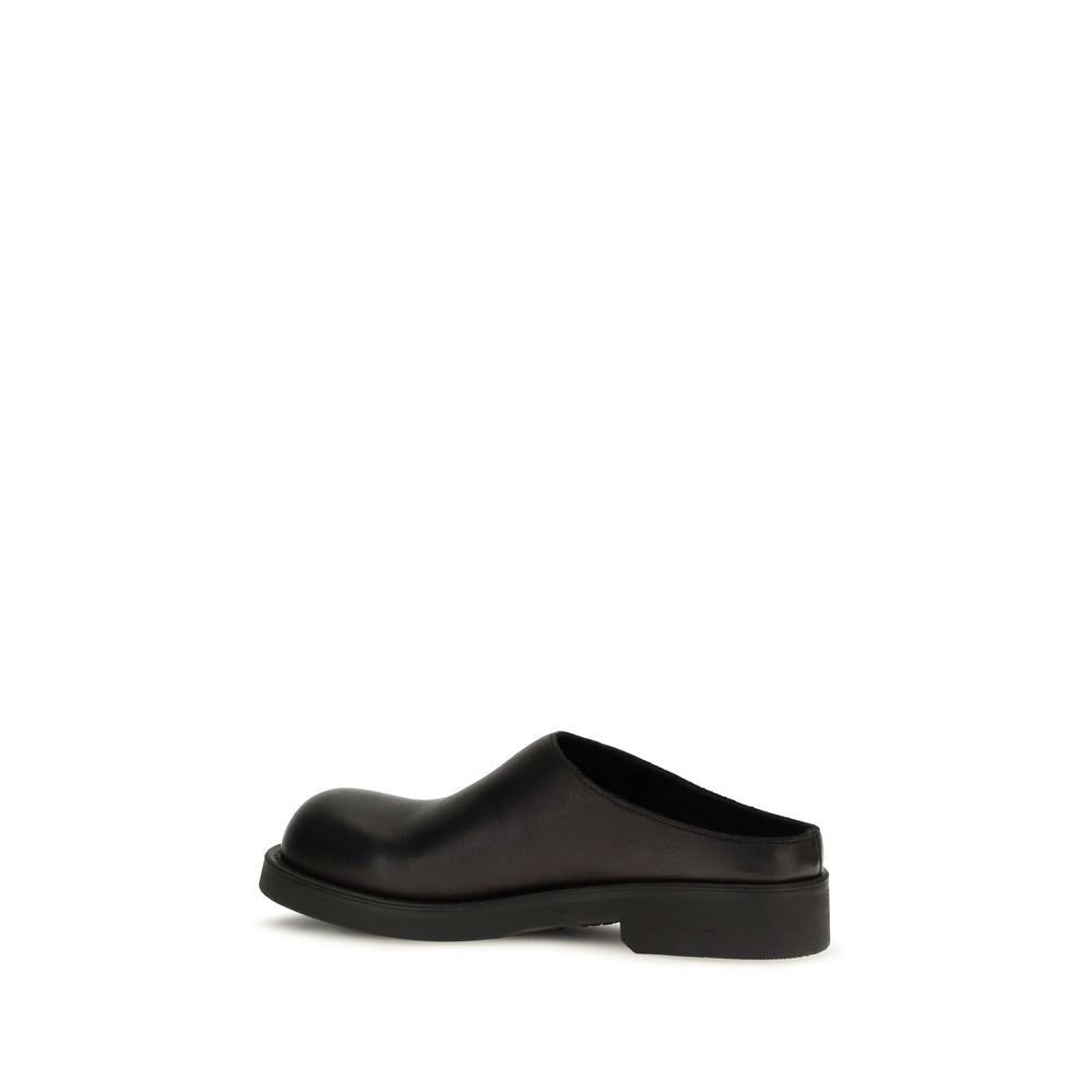 MM6 Black Leather Mules