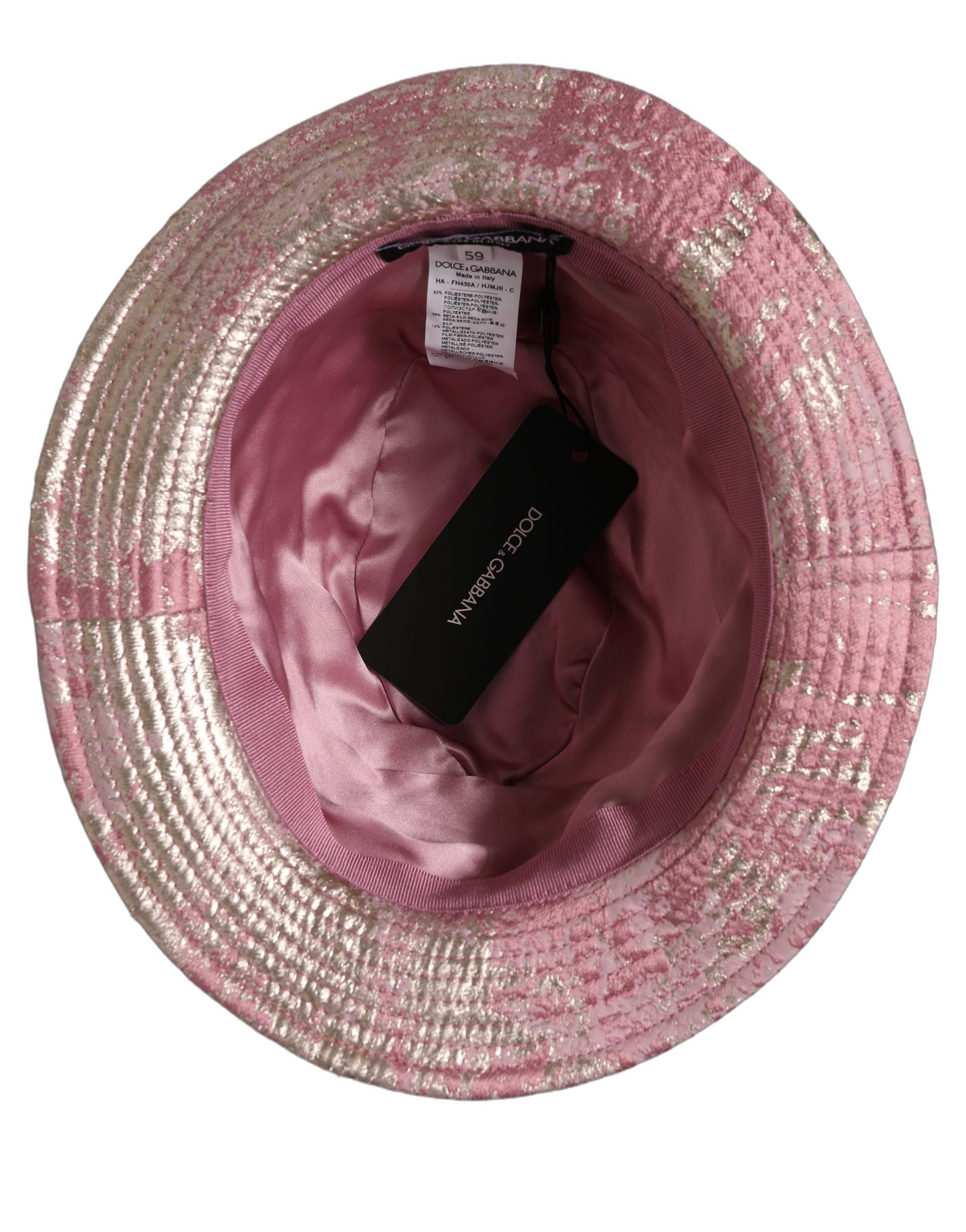 Dolce & Gabbana Pink Metallic Jacquard Pattern Bucket Capello Hat