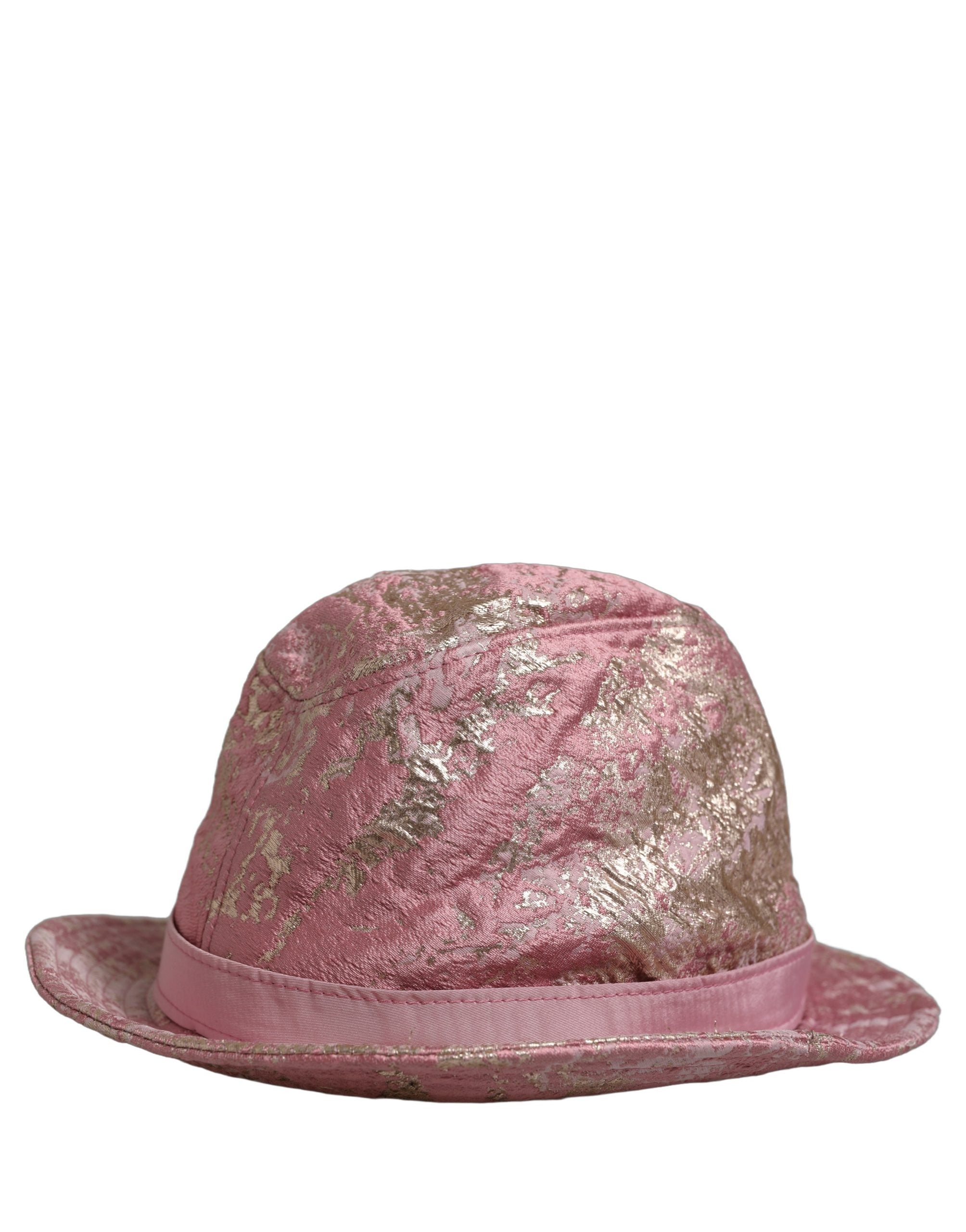 Pre-Owned Dolce & Gabbana Pink Metallic Jacquard Pattern Bucket Capello Hat