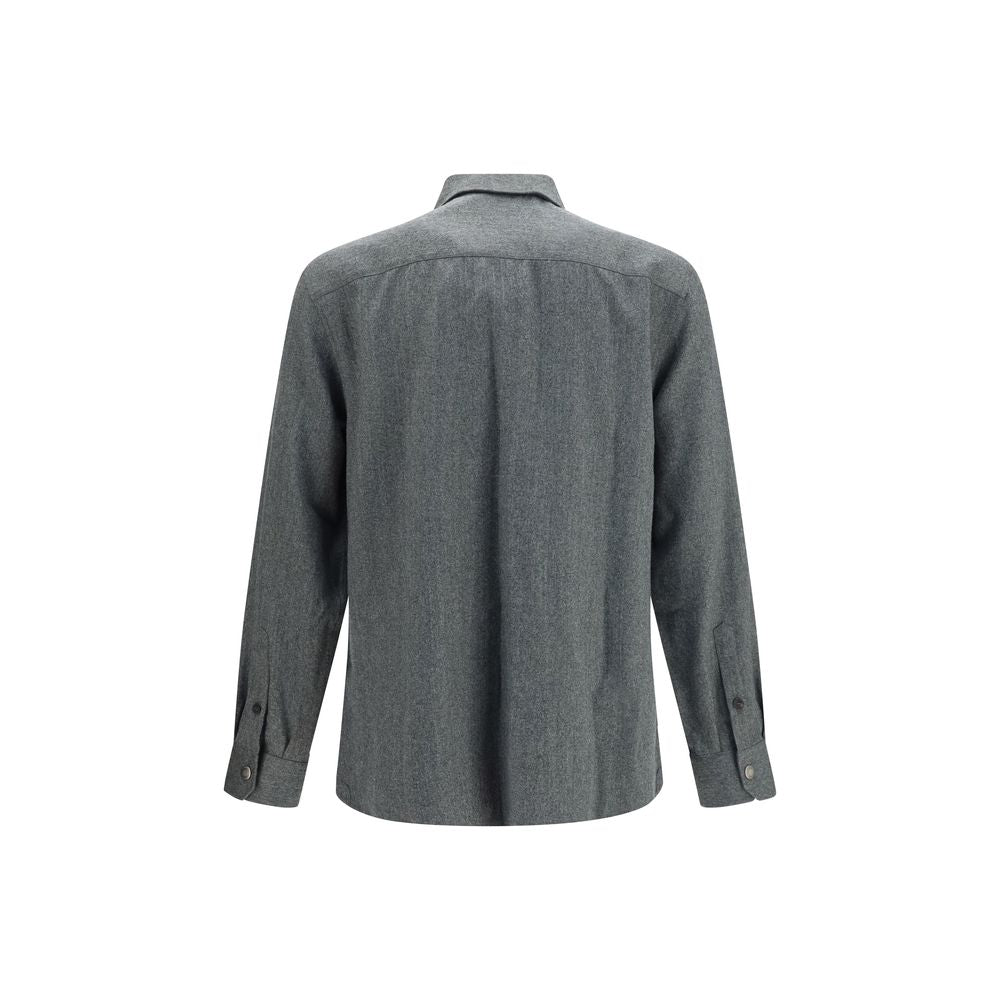 Brunello Cucinelli Gray Wool  Dress Shirt
