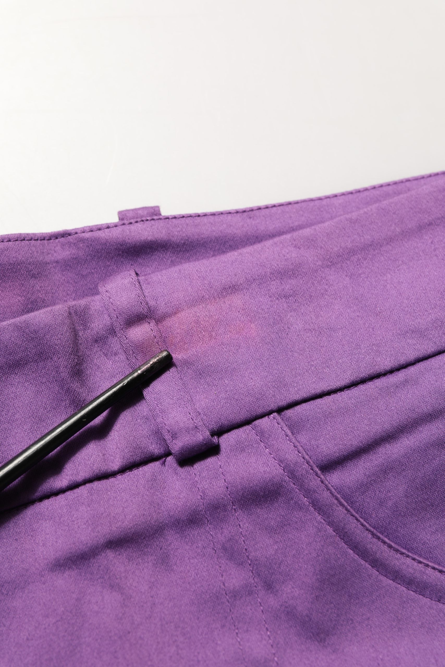 BENCIVENGA Violet Cotton Stretch High Waist Cropped Trouser Pants