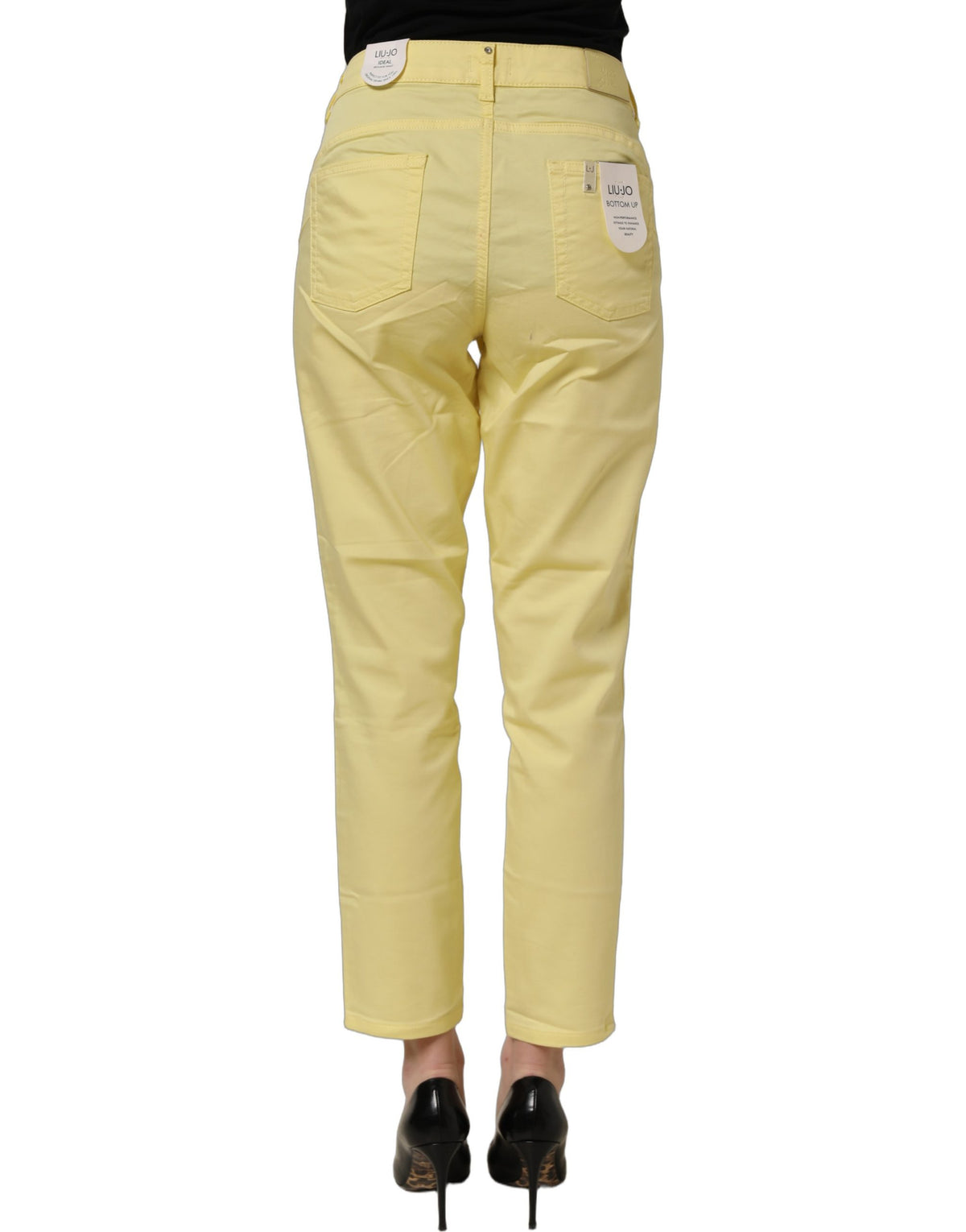 Liu Jo Yellow Mid Waist Straight Cropped Denim Women Trouser Jeans