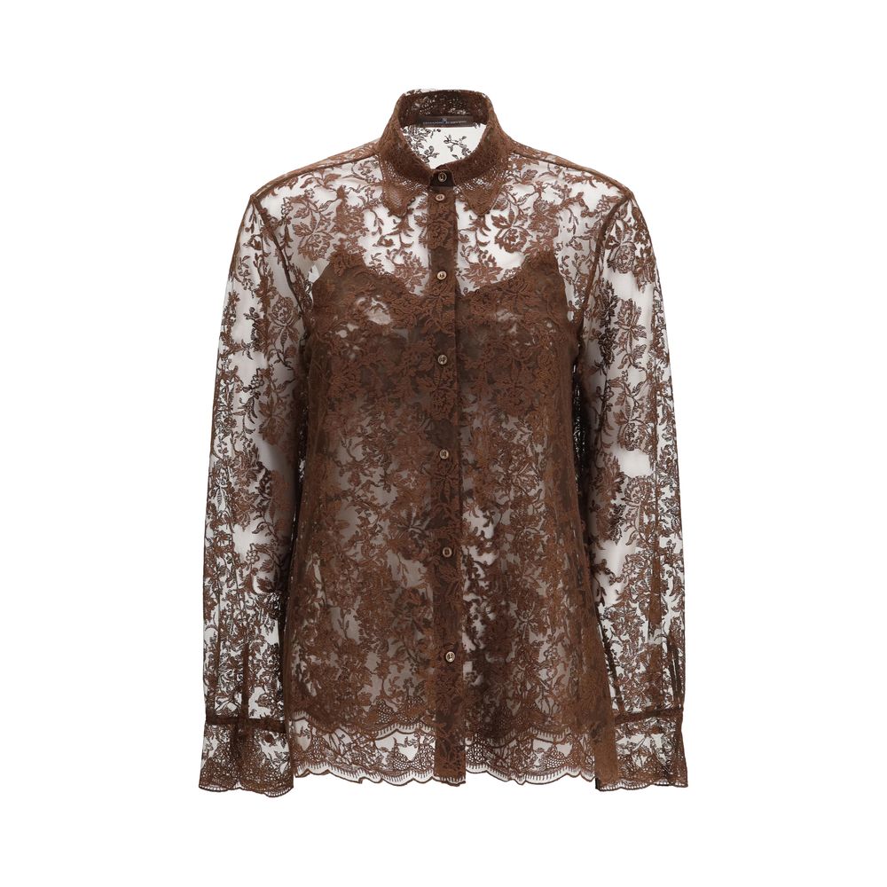 Ermanno Scervino Brown Pattern Shirt