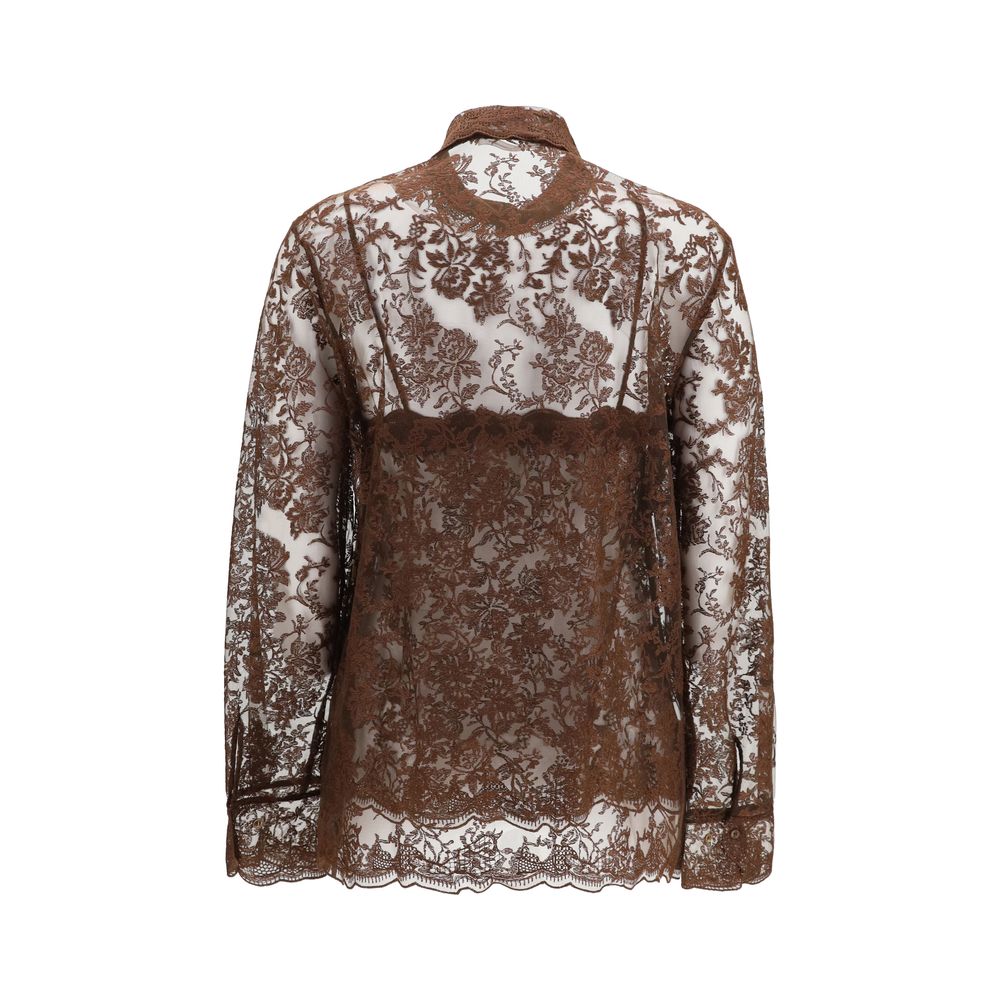 Ermanno Scervino Brown Pattern Shirt