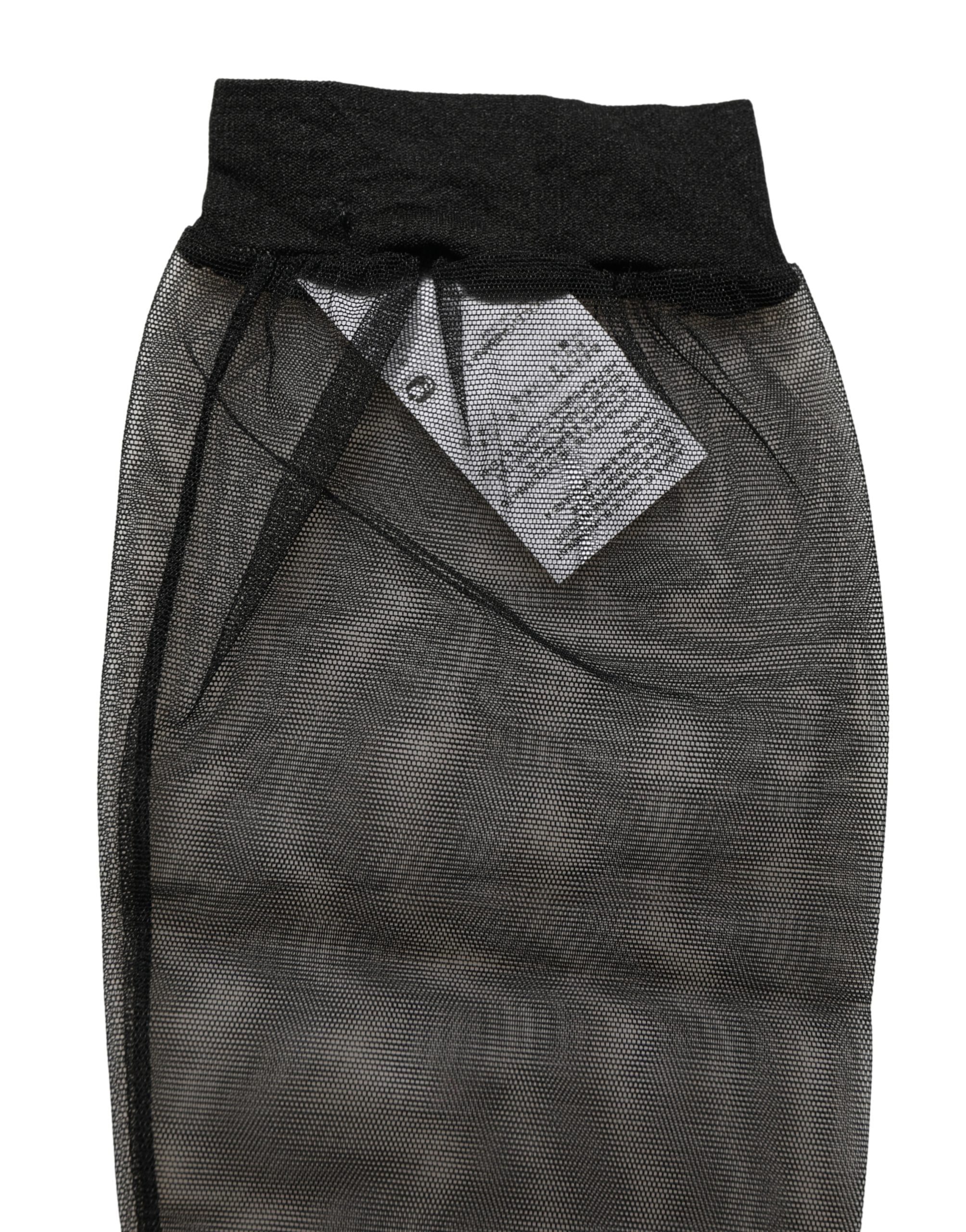 Dolce & Gabbana Black Nylon Mesh Sheer Calf Long Accessory Socks
