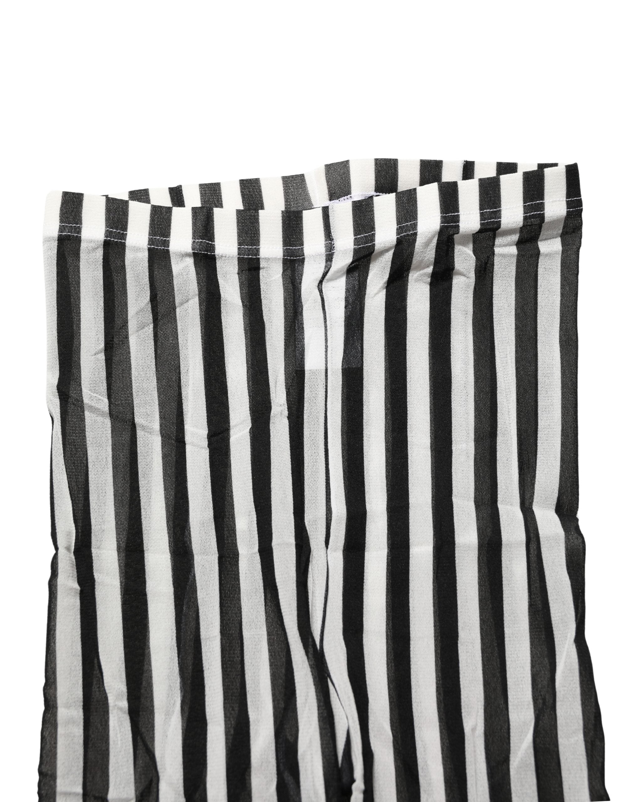 Dolce & Gabbana Black White Stripes Tights Stocking Pantyhose Socks