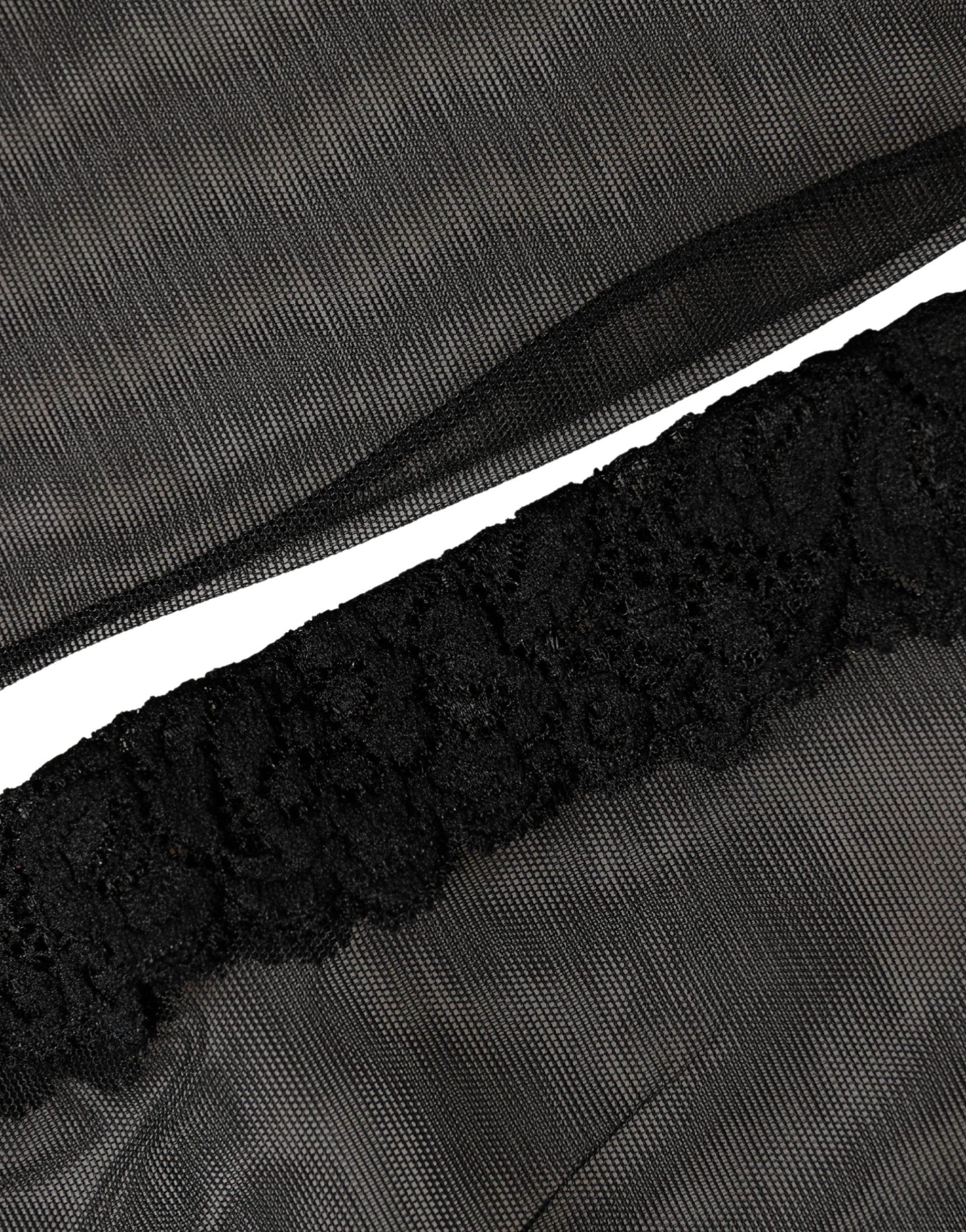 Dolce & Gabbana Black Nylon Mesh Sheer Long Accessory Socks