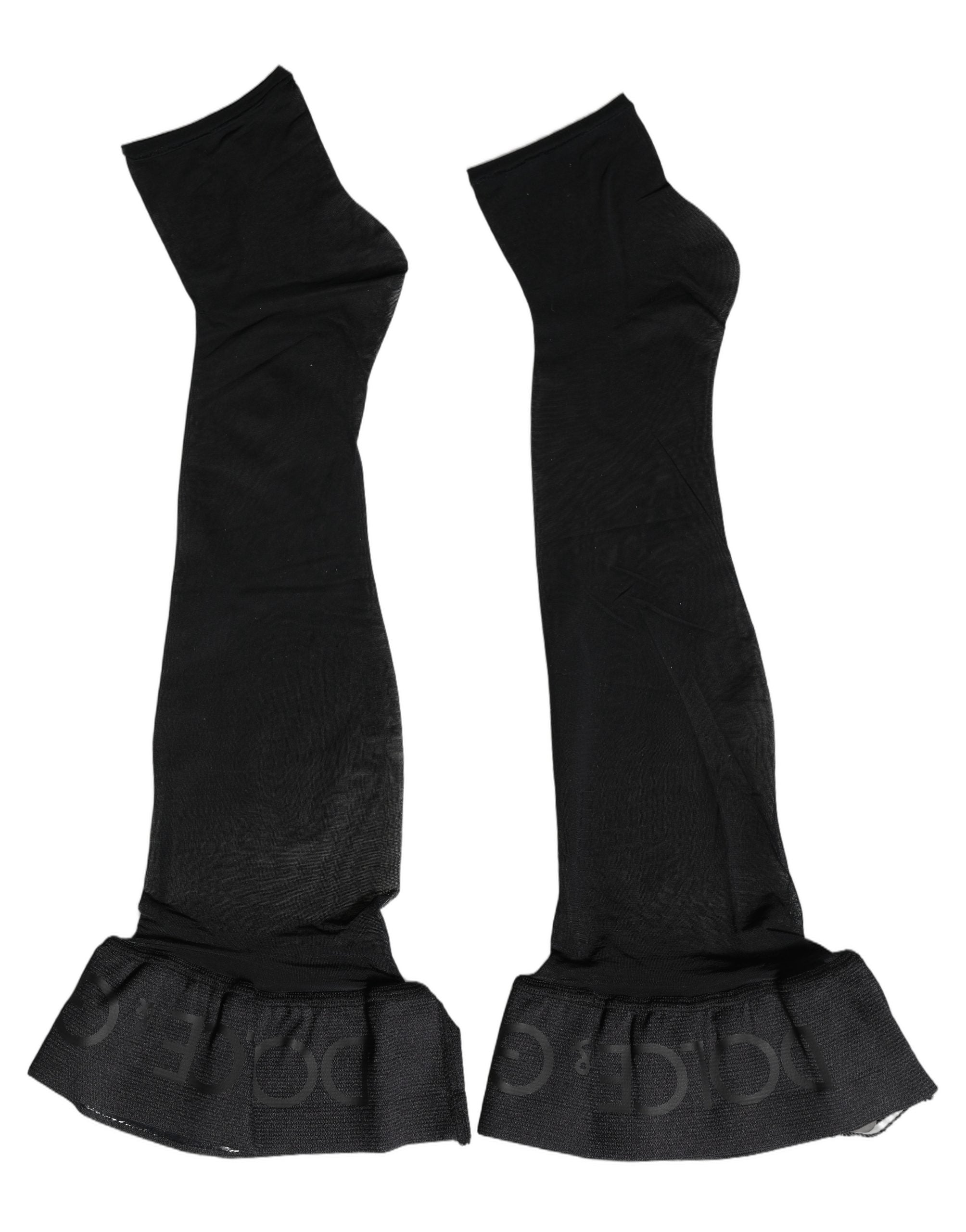 Dolce & Gabbana Black Nylon Logo Long Women Accessory Socks