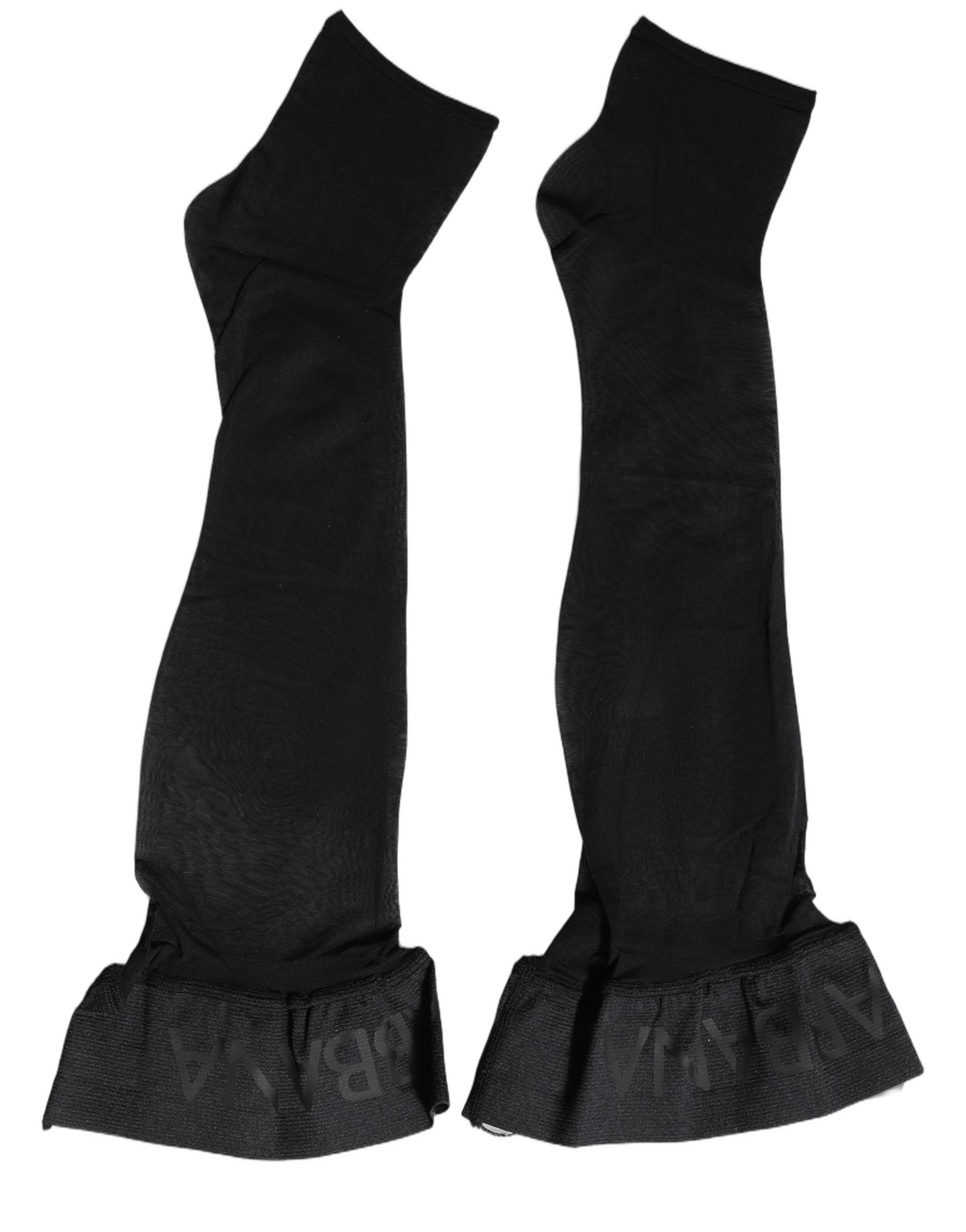 Dolce & Gabbana Black Nylon Logo Long Women Accessory Socks