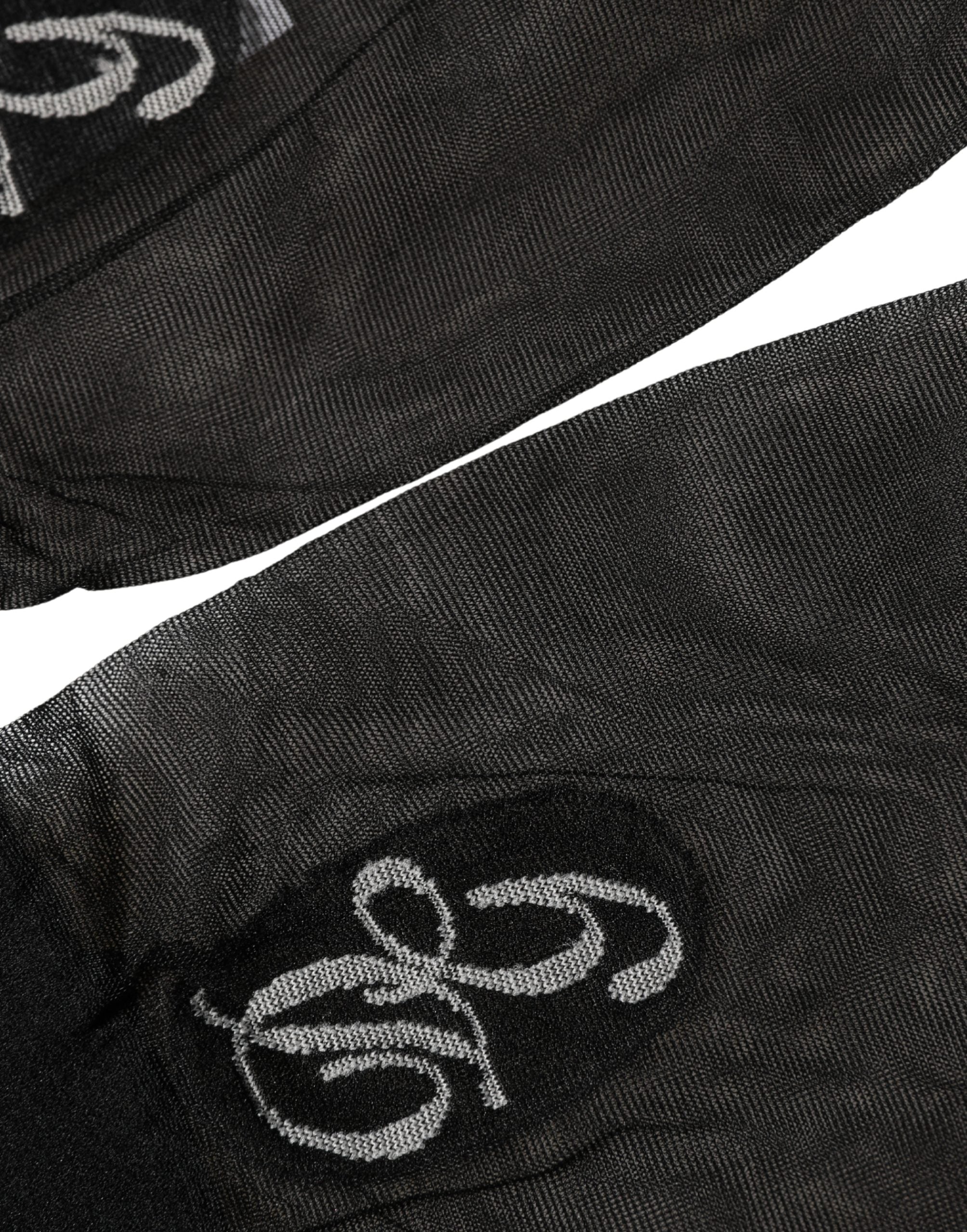 Dolce & Gabbana Black Nylon Mesh Sheer Long Accessory Socks