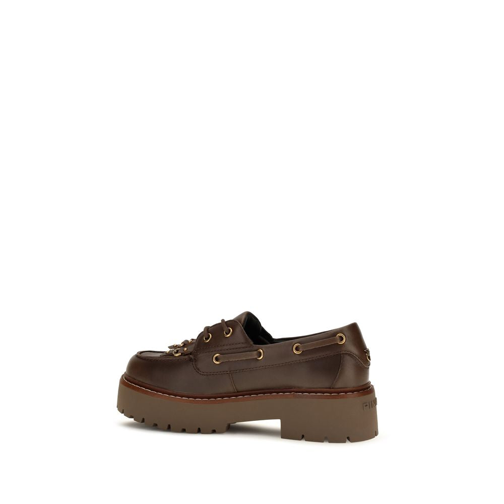 PINKO Brown Leather Platform Loafers