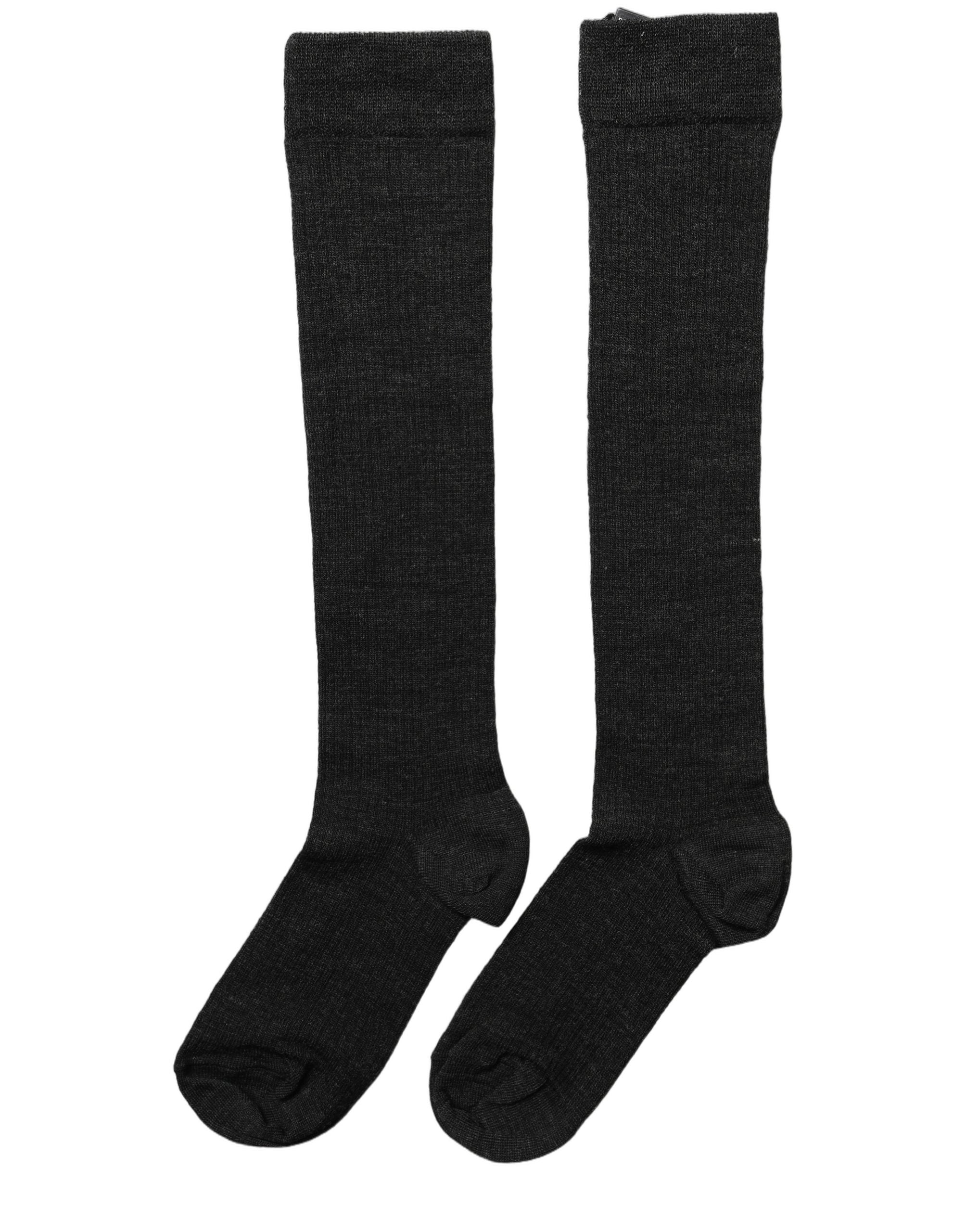 Dolce & Gabbana Black Wool Knit Long Women Accessory Socks