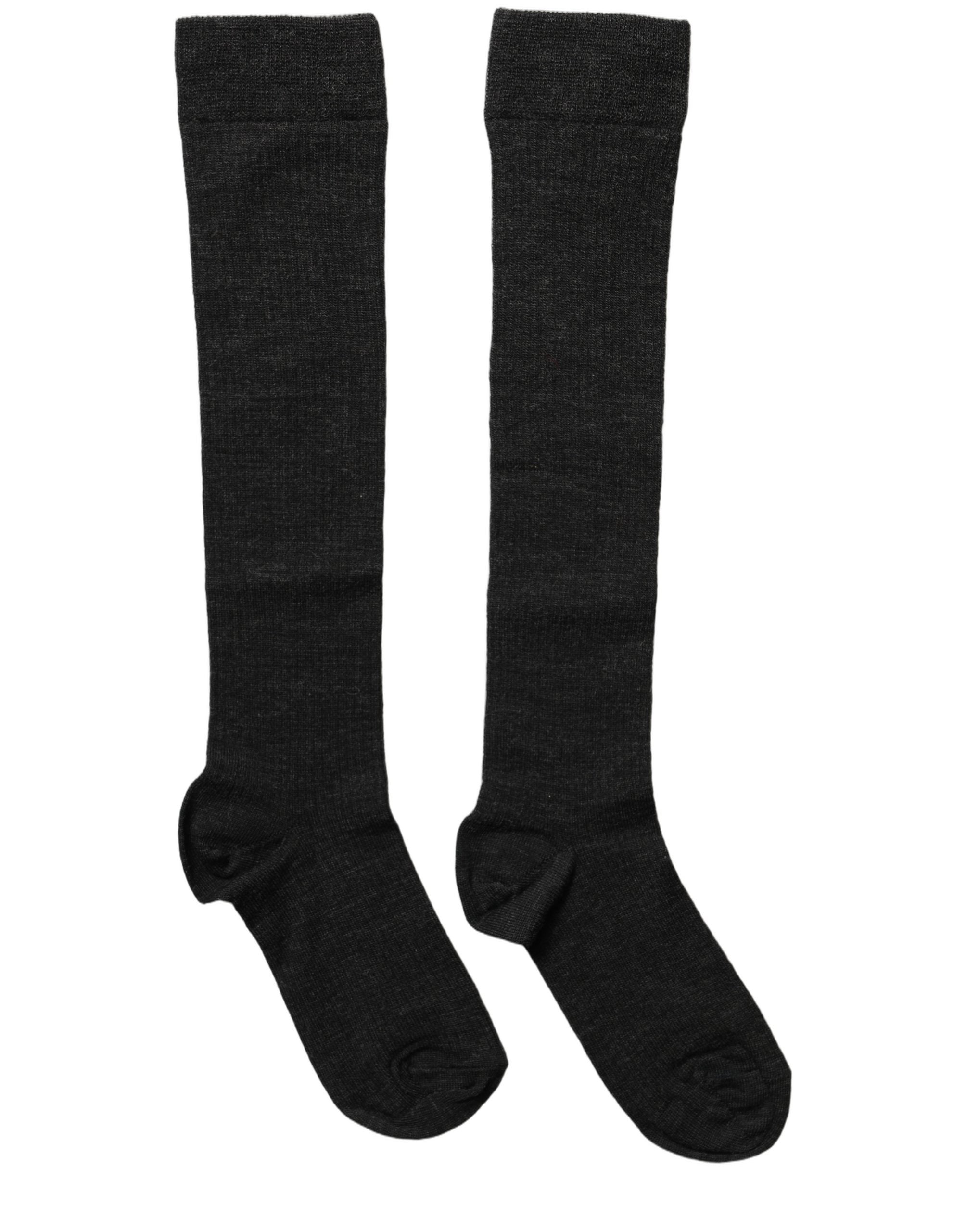 Dolce & Gabbana Black Wool Knit Long Women Accessory Socks
