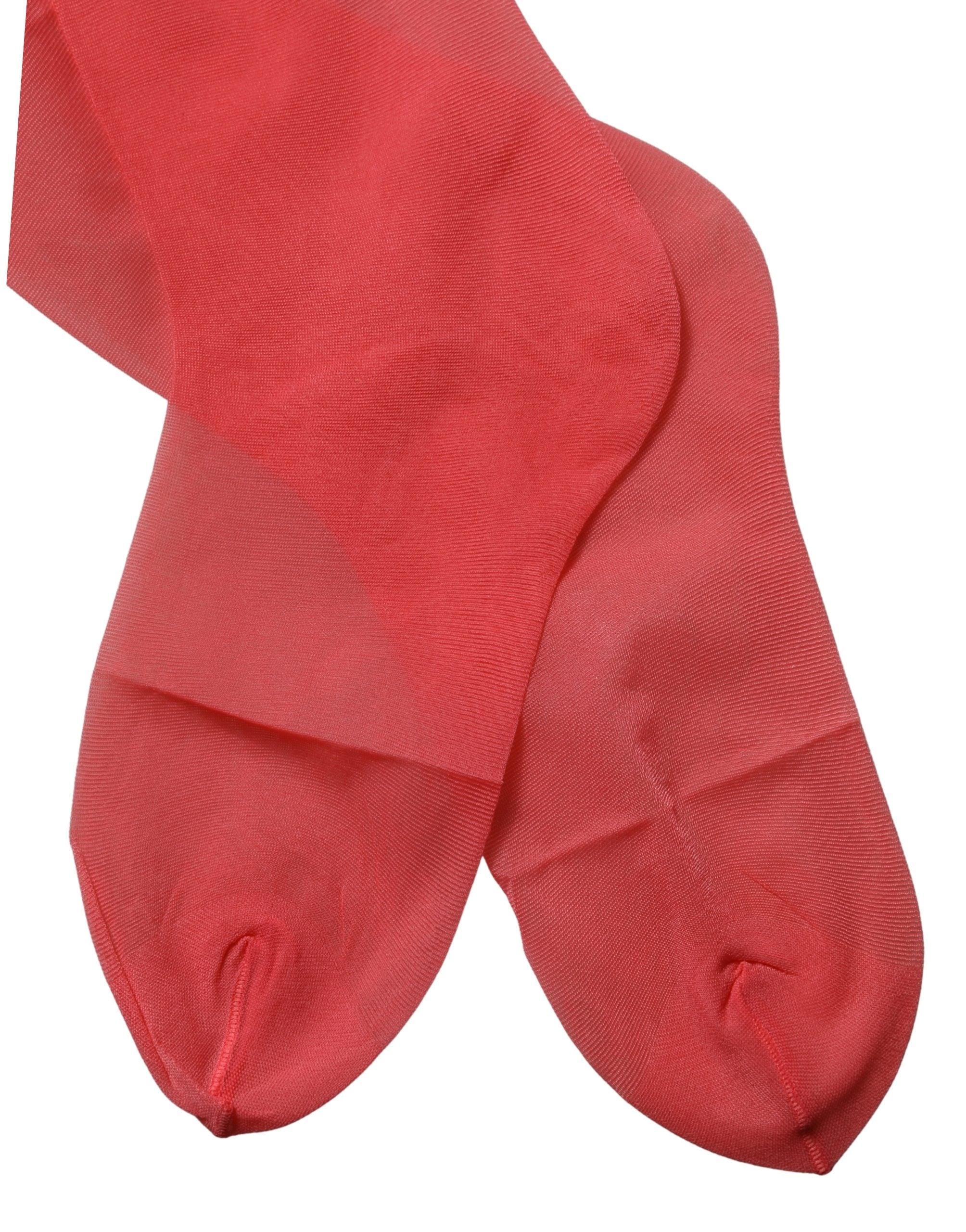 Dolce & Gabbana Red Nylon Mesh Sheer Long Accessory Socks