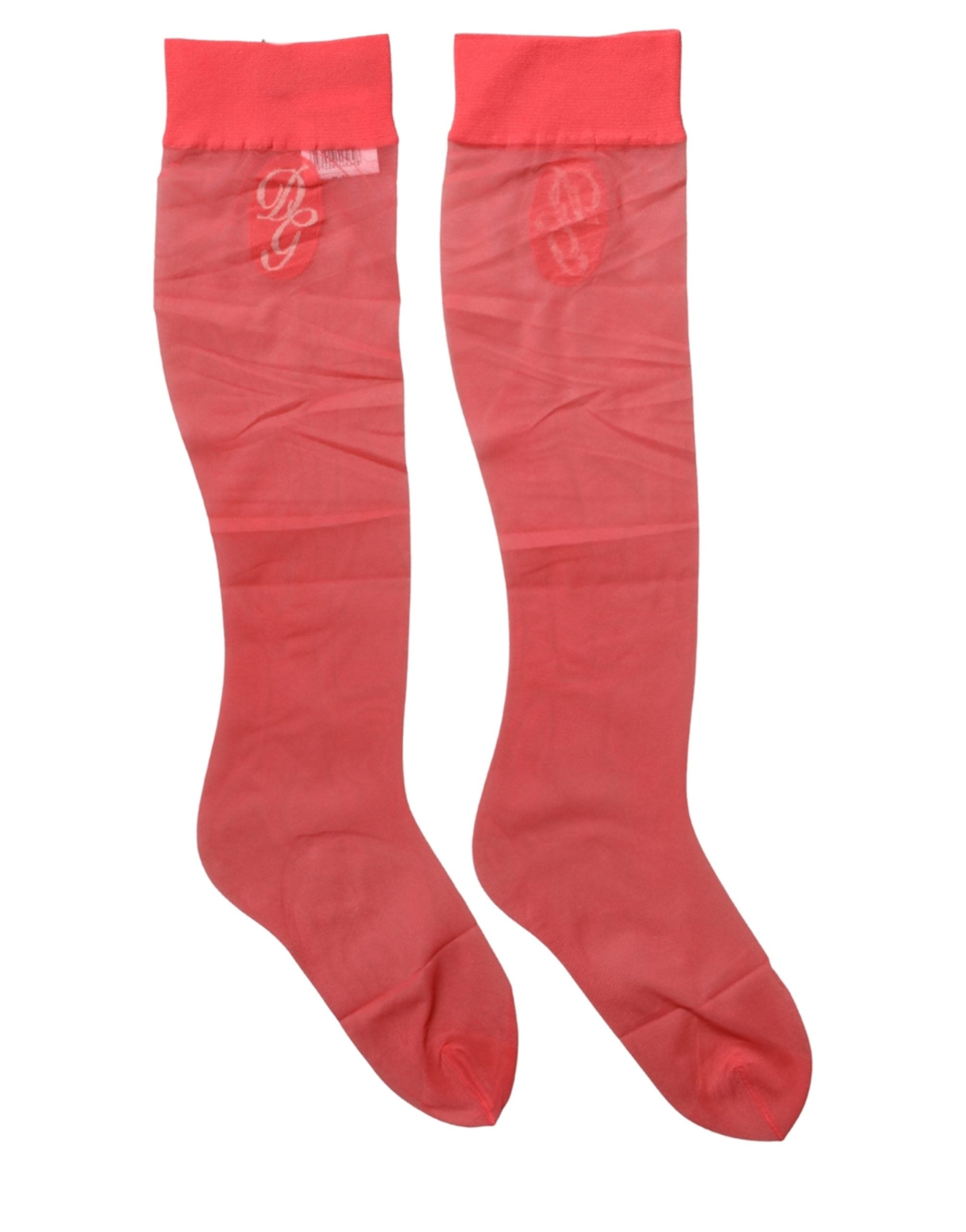 Dolce & Gabbana Red Nylon Mesh Sheer Long Accessory Socks