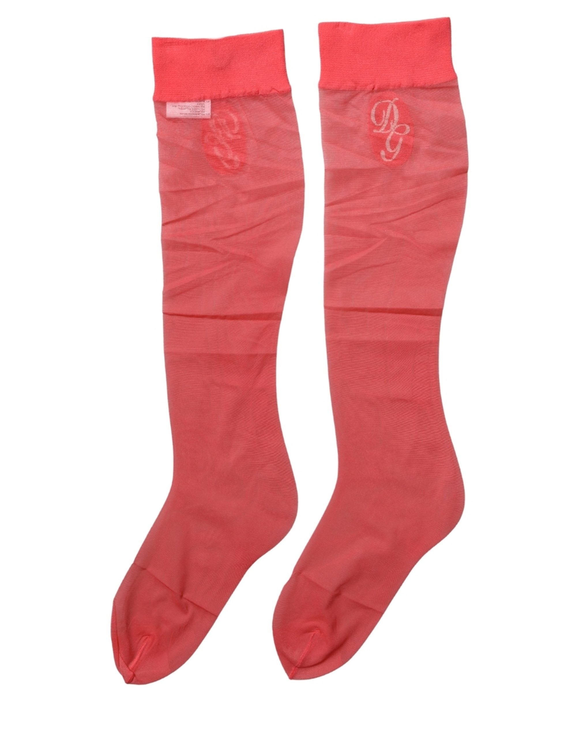 Dolce & Gabbana Red Nylon Mesh Sheer Long Accessory Socks