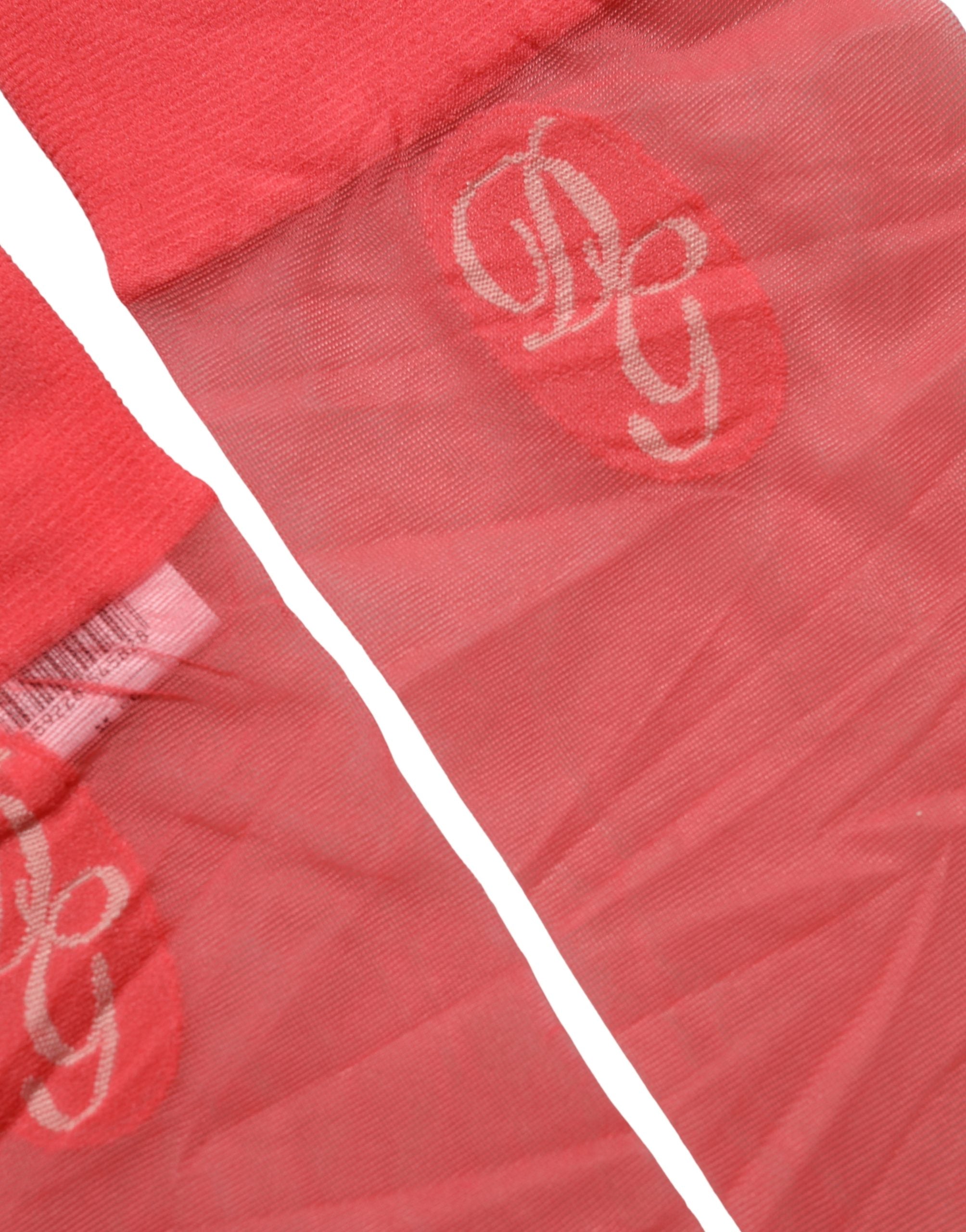 Dolce & Gabbana Red Nylon Mesh Sheer Long Accessory Socks