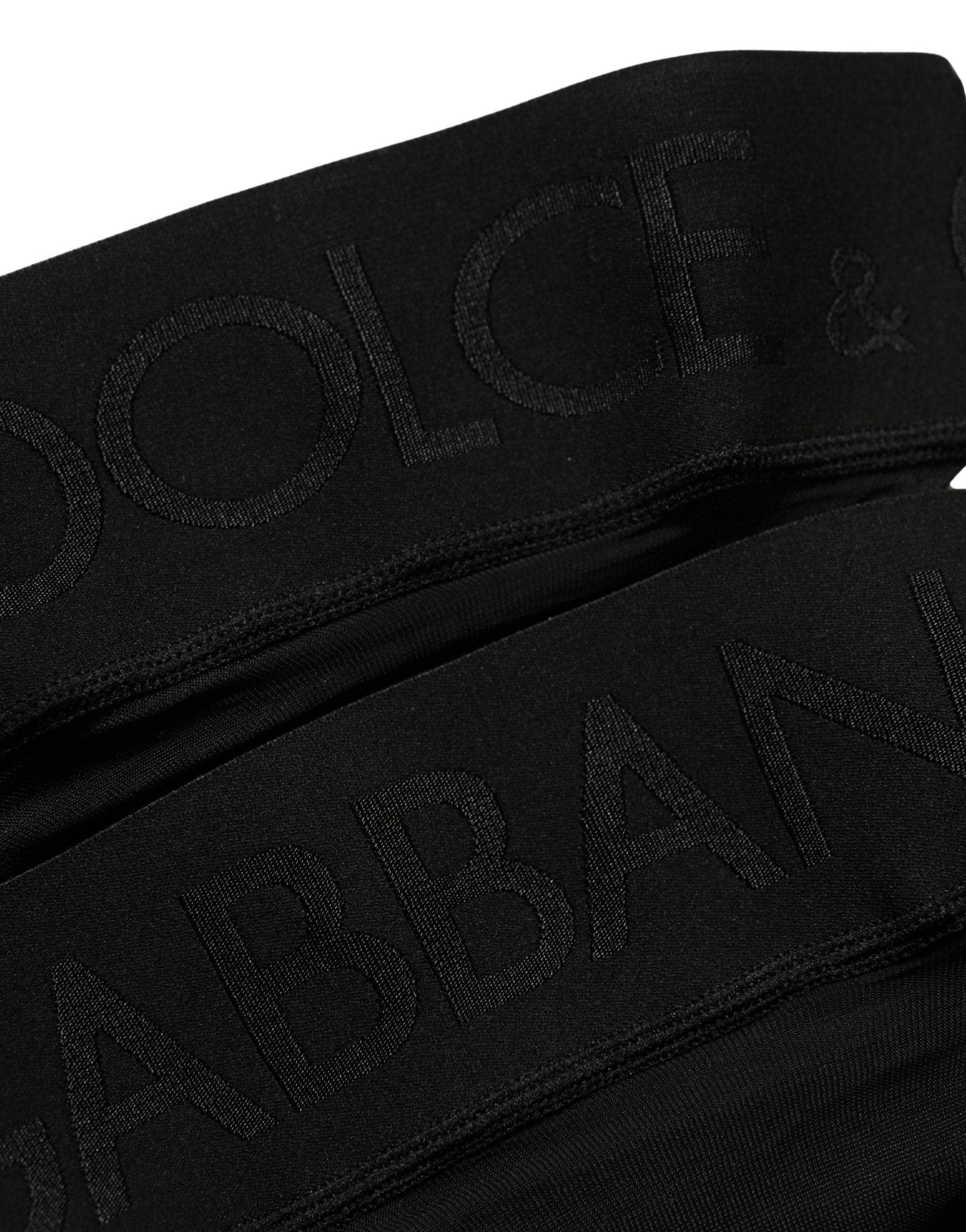 Dolce & Gabbana Black Nylon Logo Long Women Accessory Socks