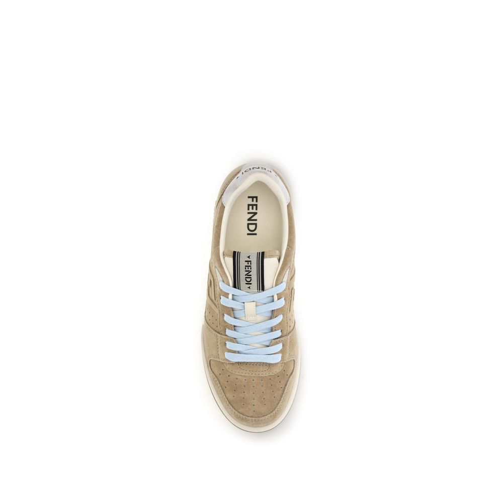 Fendi Beige Suede Leather Sneakers