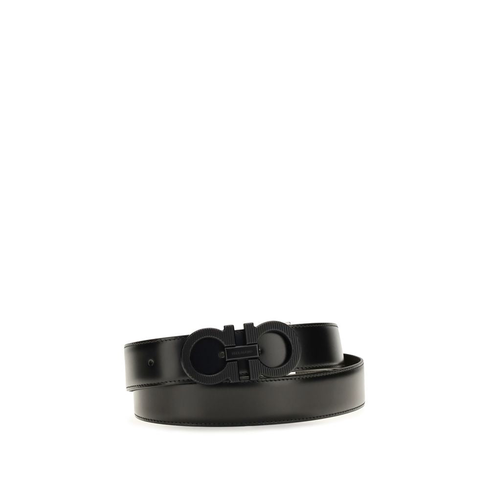 Ferragamo Black Leather Regular Belt