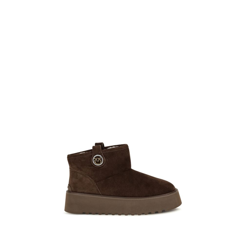 PINKO Brown Leather Flat Boots