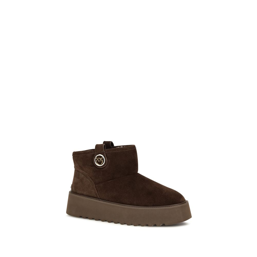 PINKO Brown Leather Flat Boots