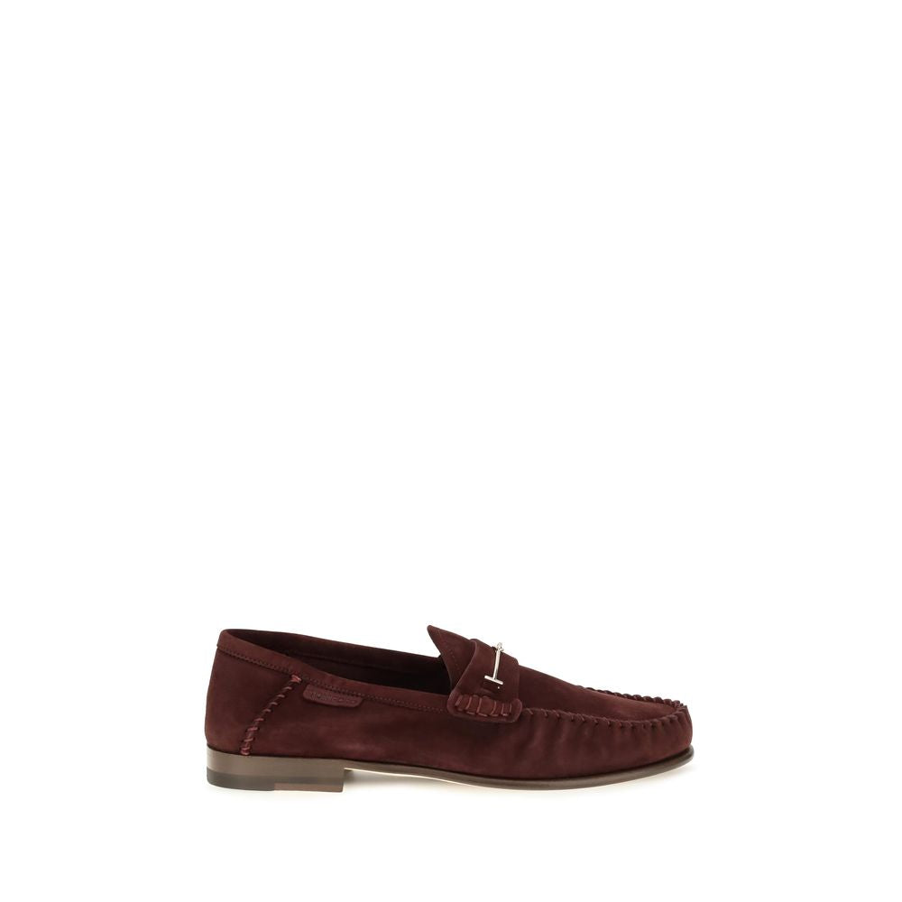Tom Ford Bordeaux Leather Slip-On Loafers